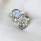 TEXTURED HERKIMER DIAMOND SILVER RING