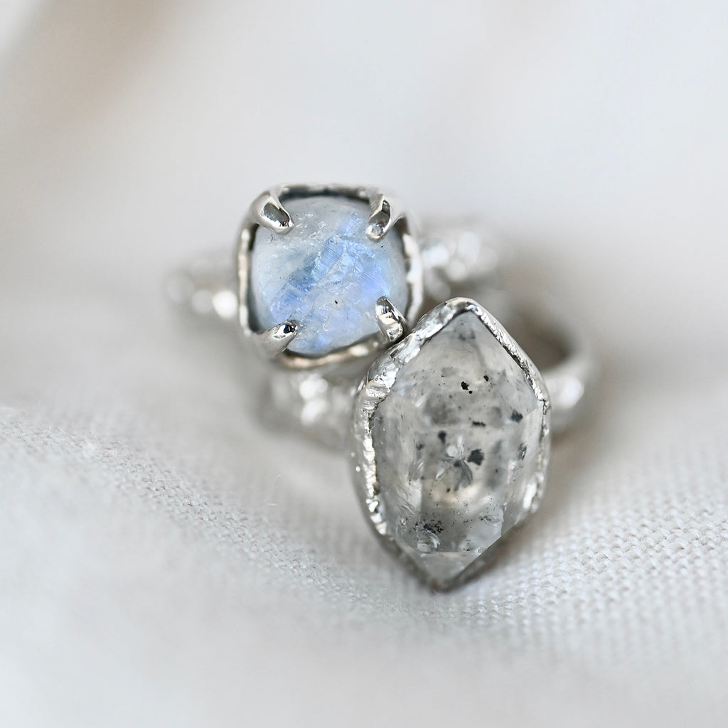 TEXTURED MOONSTONE SILVER RING