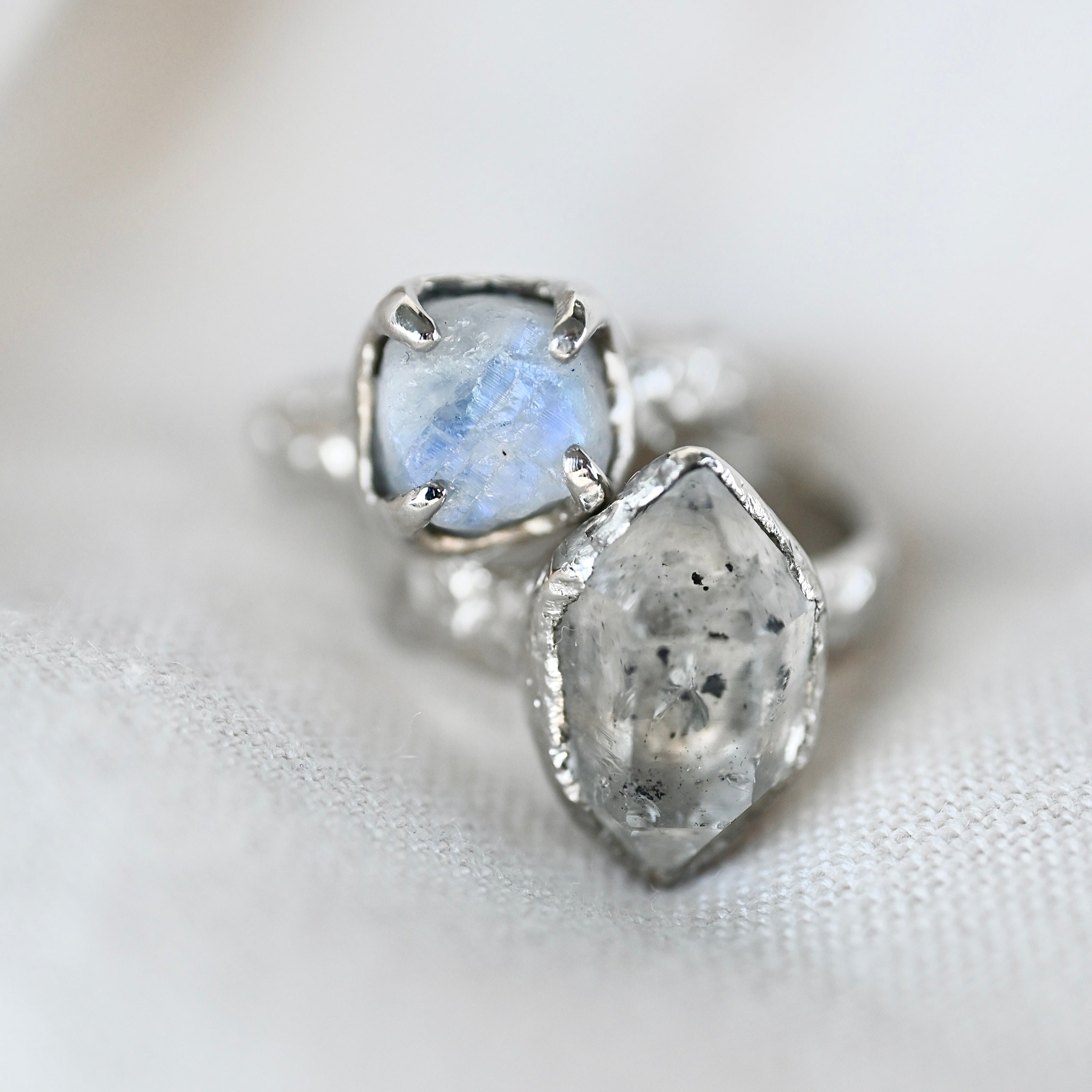 TEXTURED MOONSTONE SILVER RING