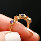 CARNELIAN &amp; AMETHYST STATEMENT RING - SIZE 54 / GOLD