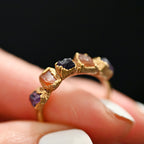 CARNELIAN &amp; AMETHYST STATEMENT RING - SIZE 54 / GOLD