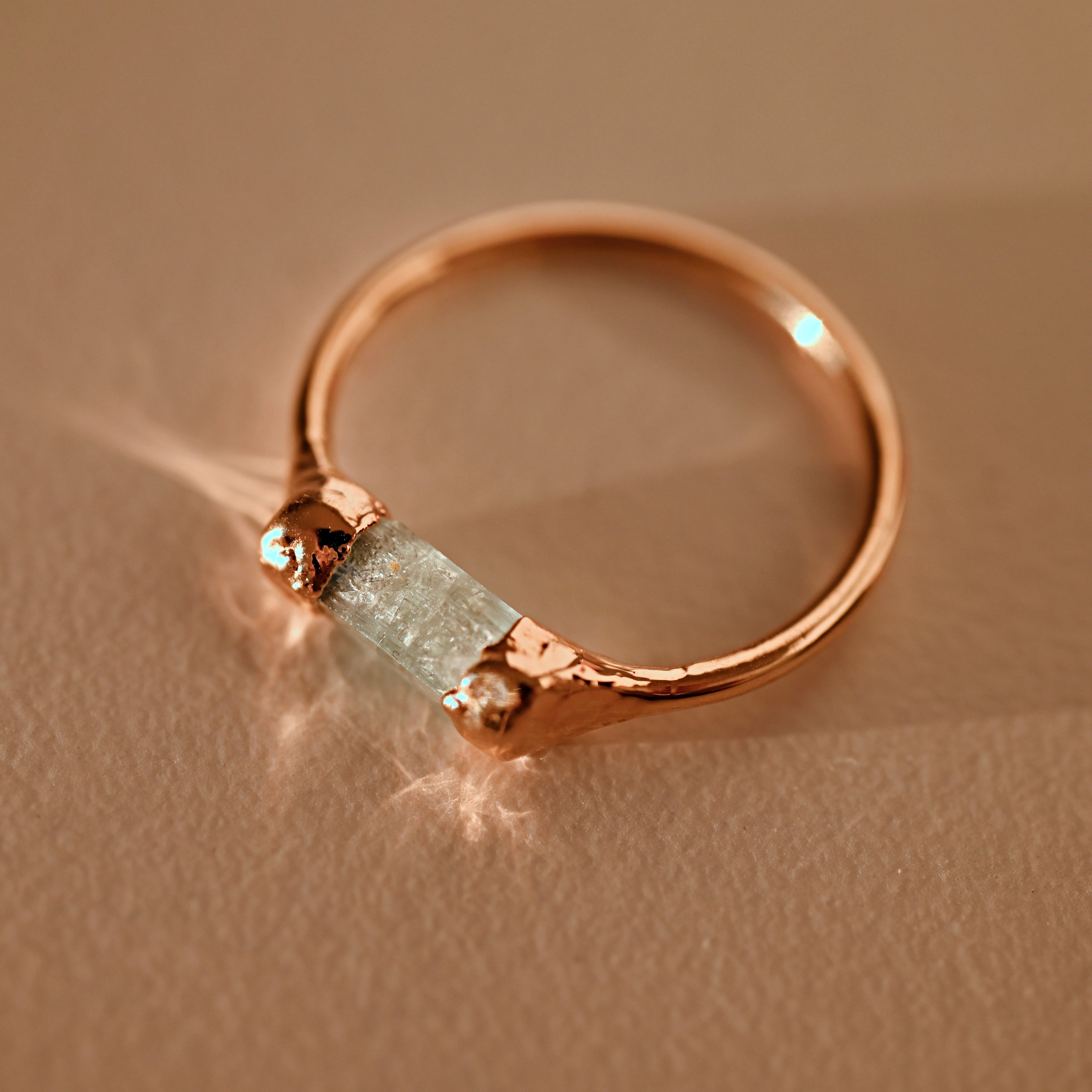 AQUAMARINE CONNECT RING - SIZE 56 / GOLD