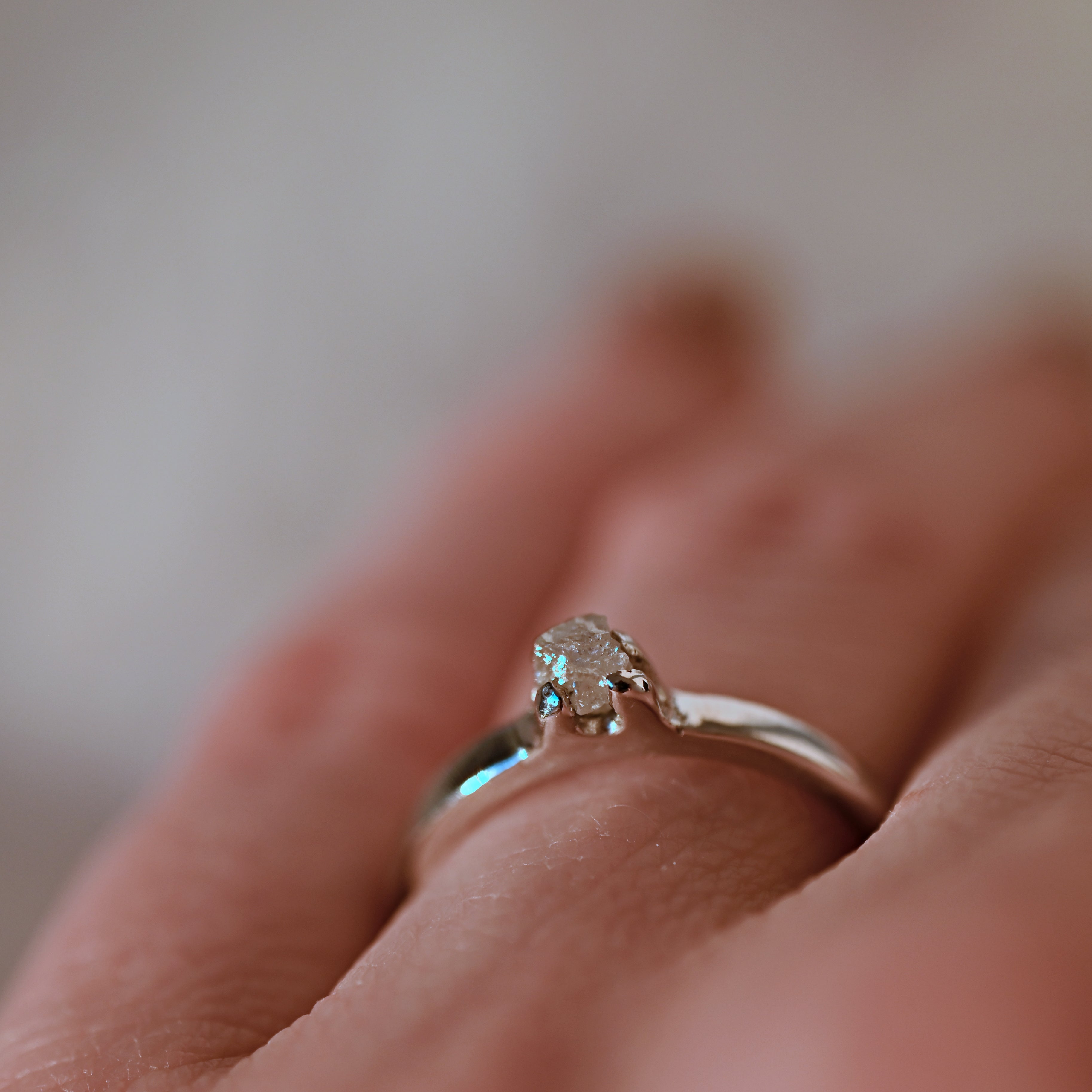 RAW DIAMOND SILVER RING
