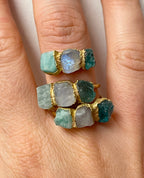 APATITE, MOONSTONE, AMAZONITE COCKTAIL RING