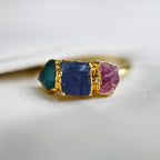 APATITE, TANZANITE, PINK TOURMALINE COCKTAIL RING