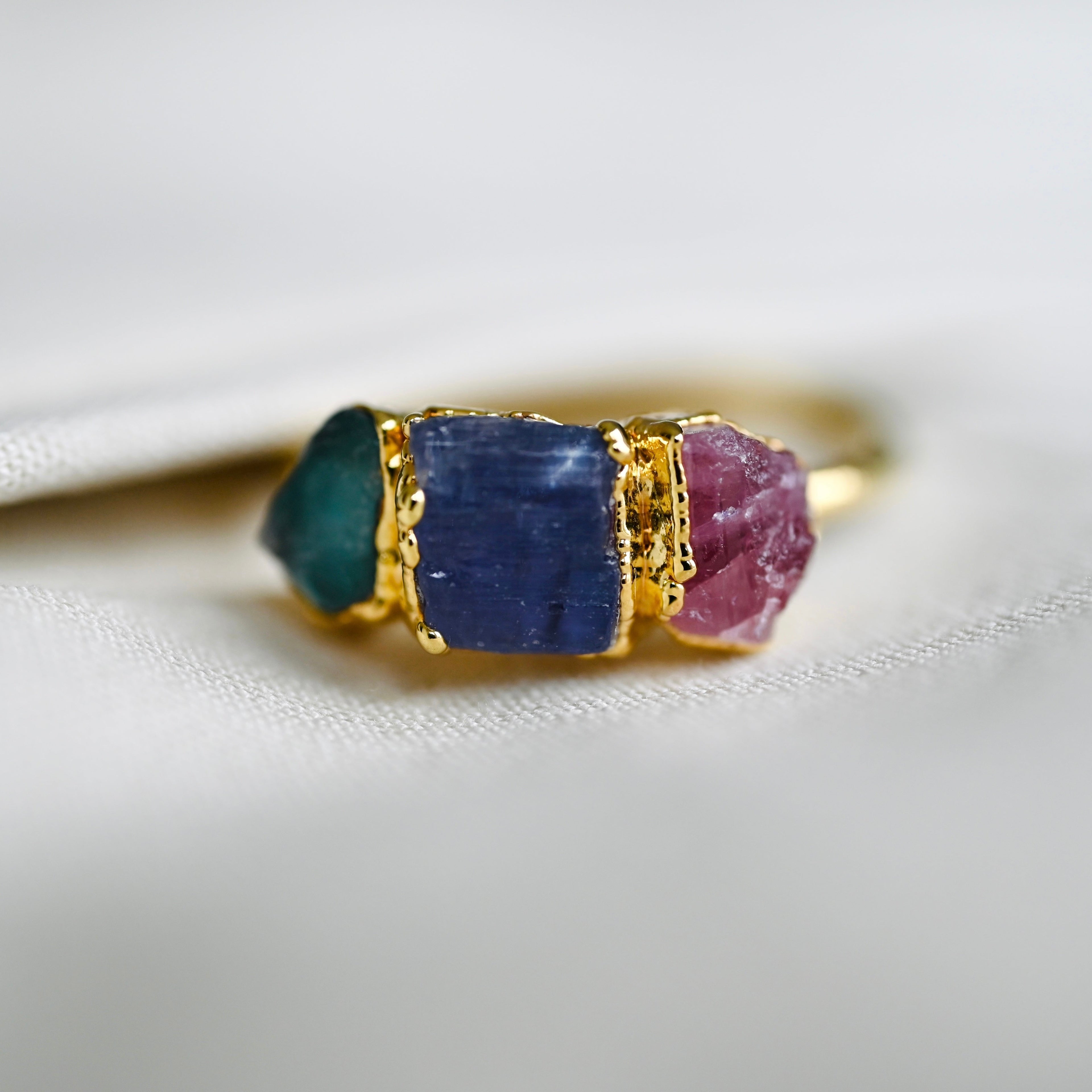 APATITE, TANZANITE, PINK TOURMALINE COCKTAIL RING