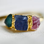 APATITE, TANZANITE, PINK TOURMALINE COCKTAIL RING
