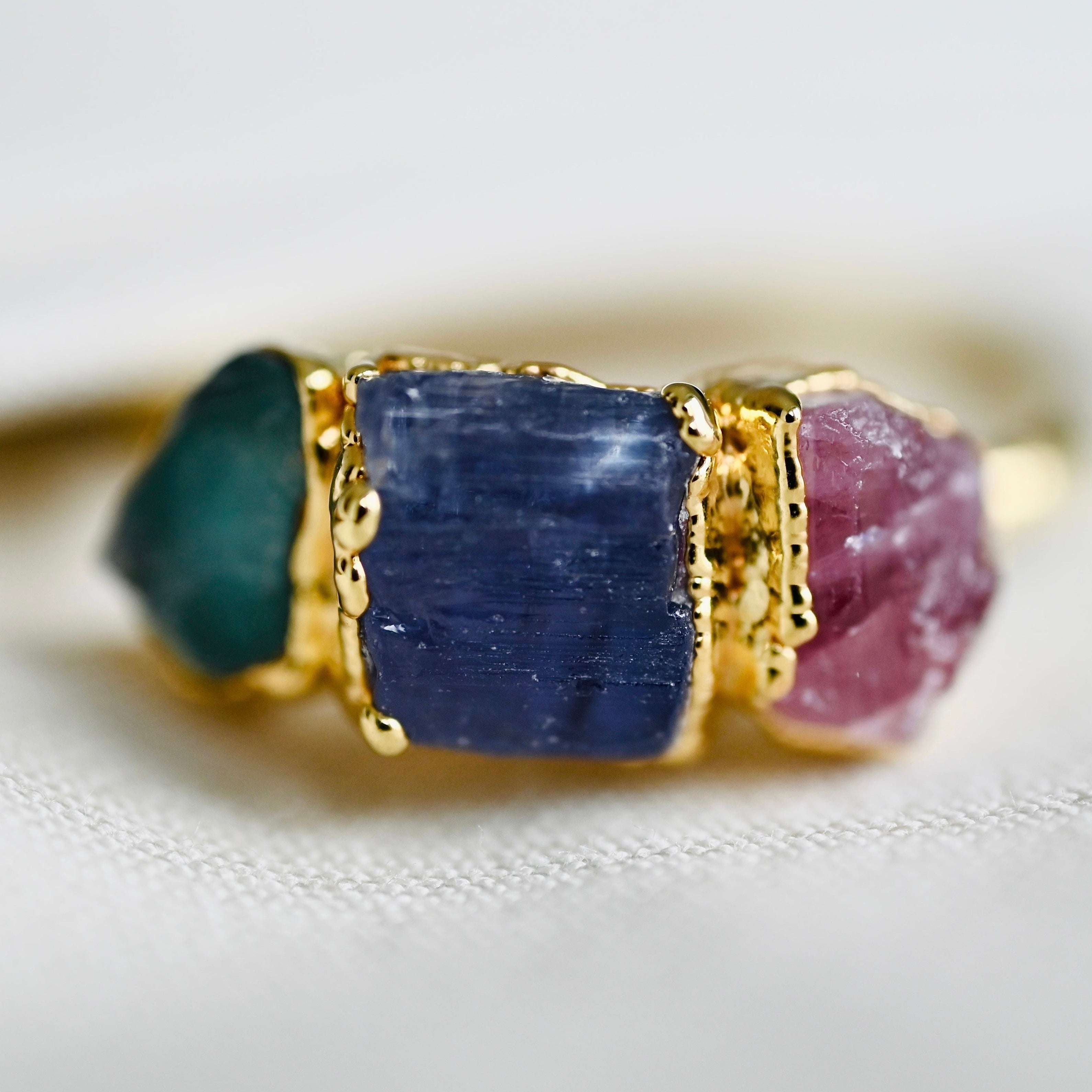 APATITE, TANZANITE, PINK TOURMALINE COCKTAIL RING