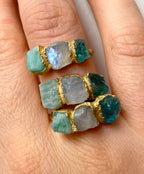 APATITE, MOONSTONE, AMAZONITE COCKTAIL RING