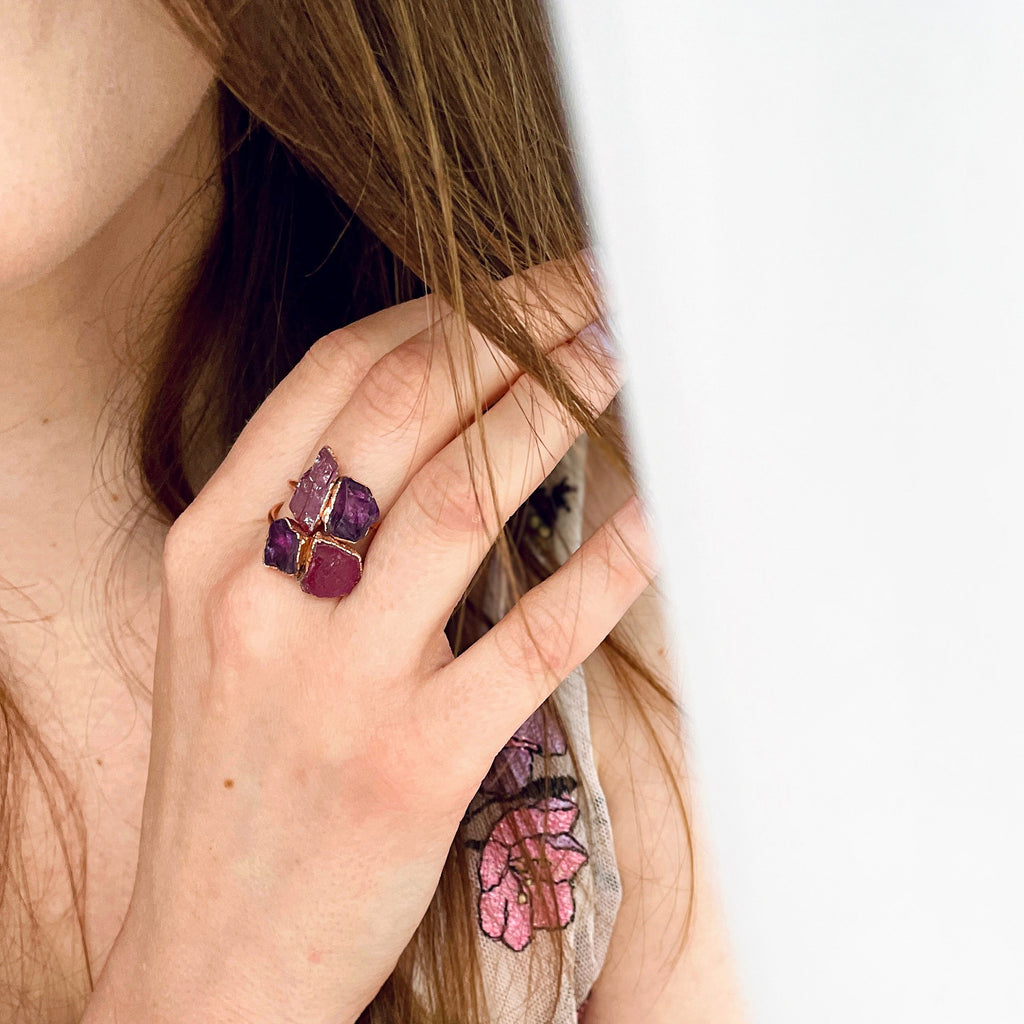 AMETHYST &amp; RUBY COCKTAIL RING