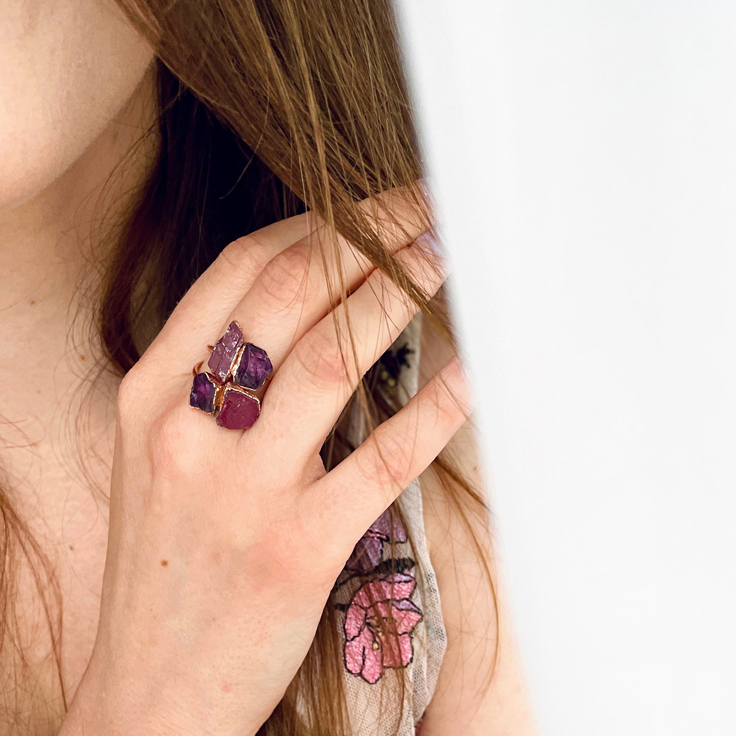 AMETHYST &amp; RUBY COCKTAIL RING