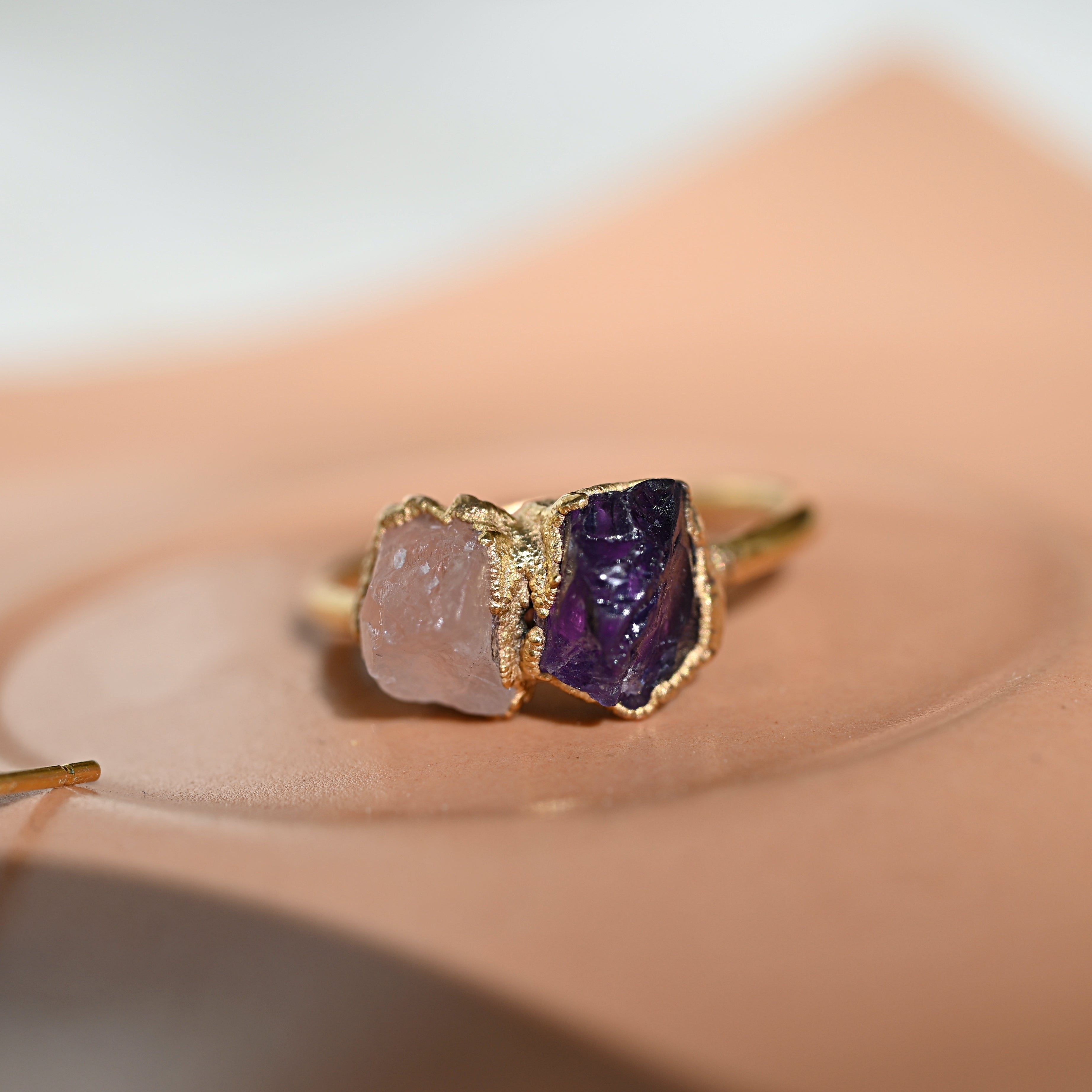 AMETHYST &amp; ROSE QUARTZ COCKTAIL RING