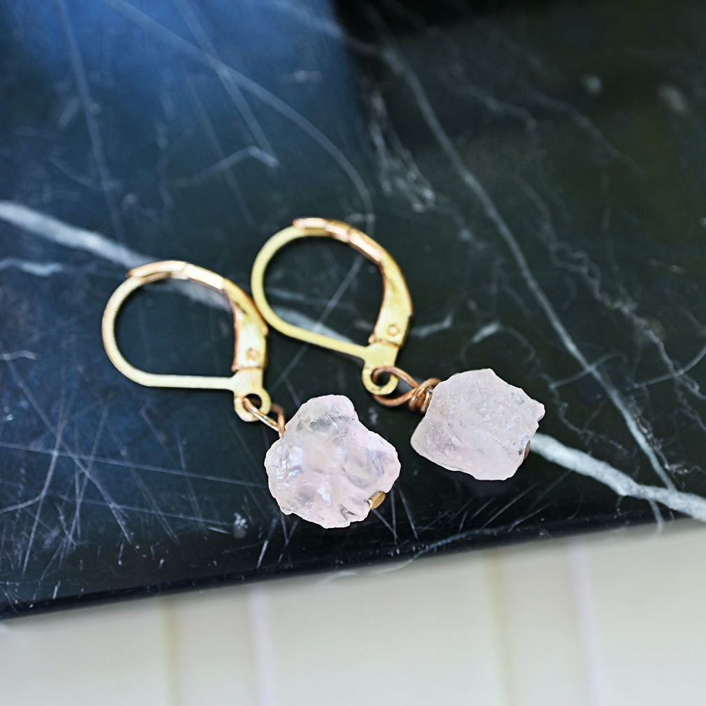 ROSE QUARTZ DROP EARRINGS