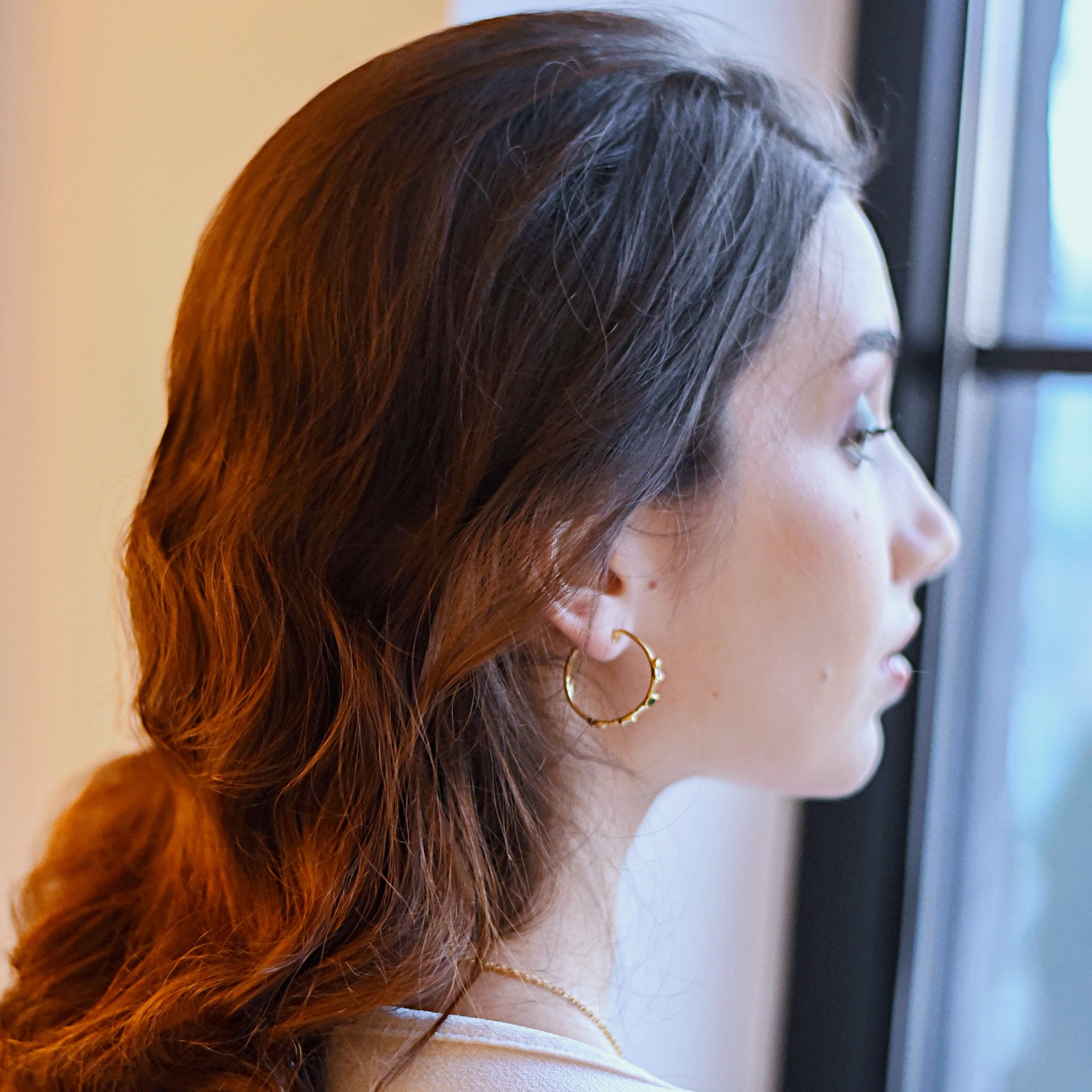 EMERALD HOOP EARRINGS