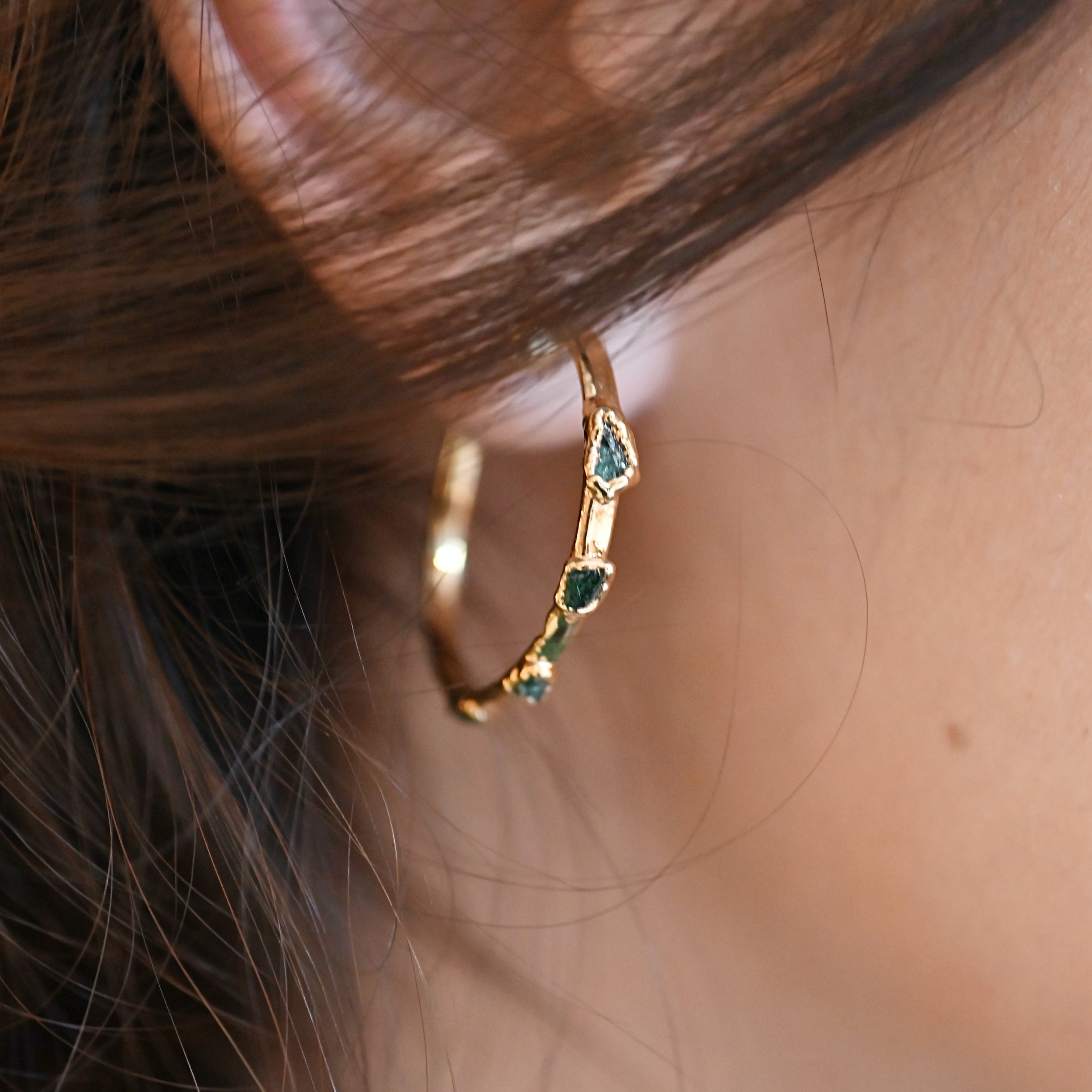 EMERALD HOOP EARRINGS