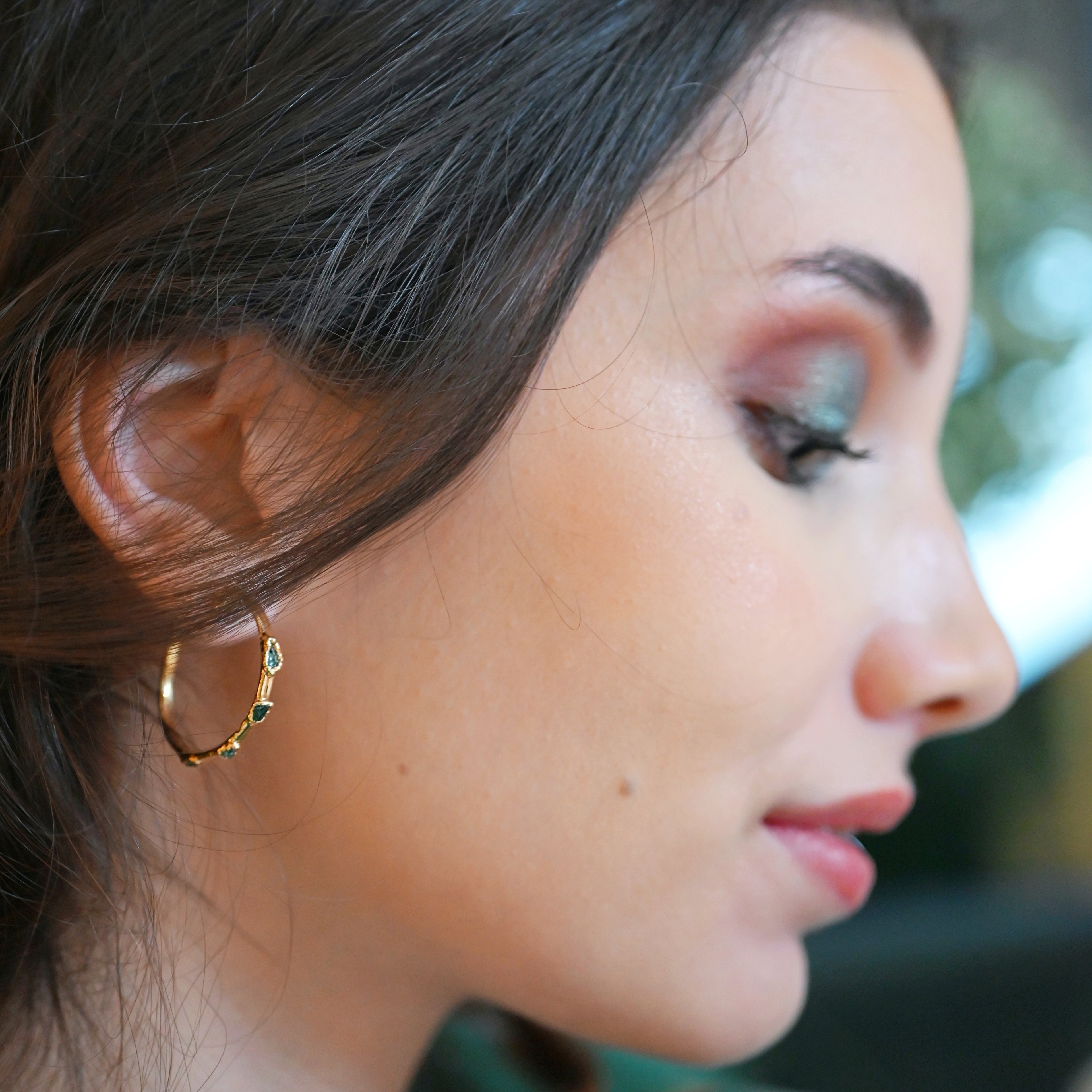 EMERALD HOOP EARRINGS