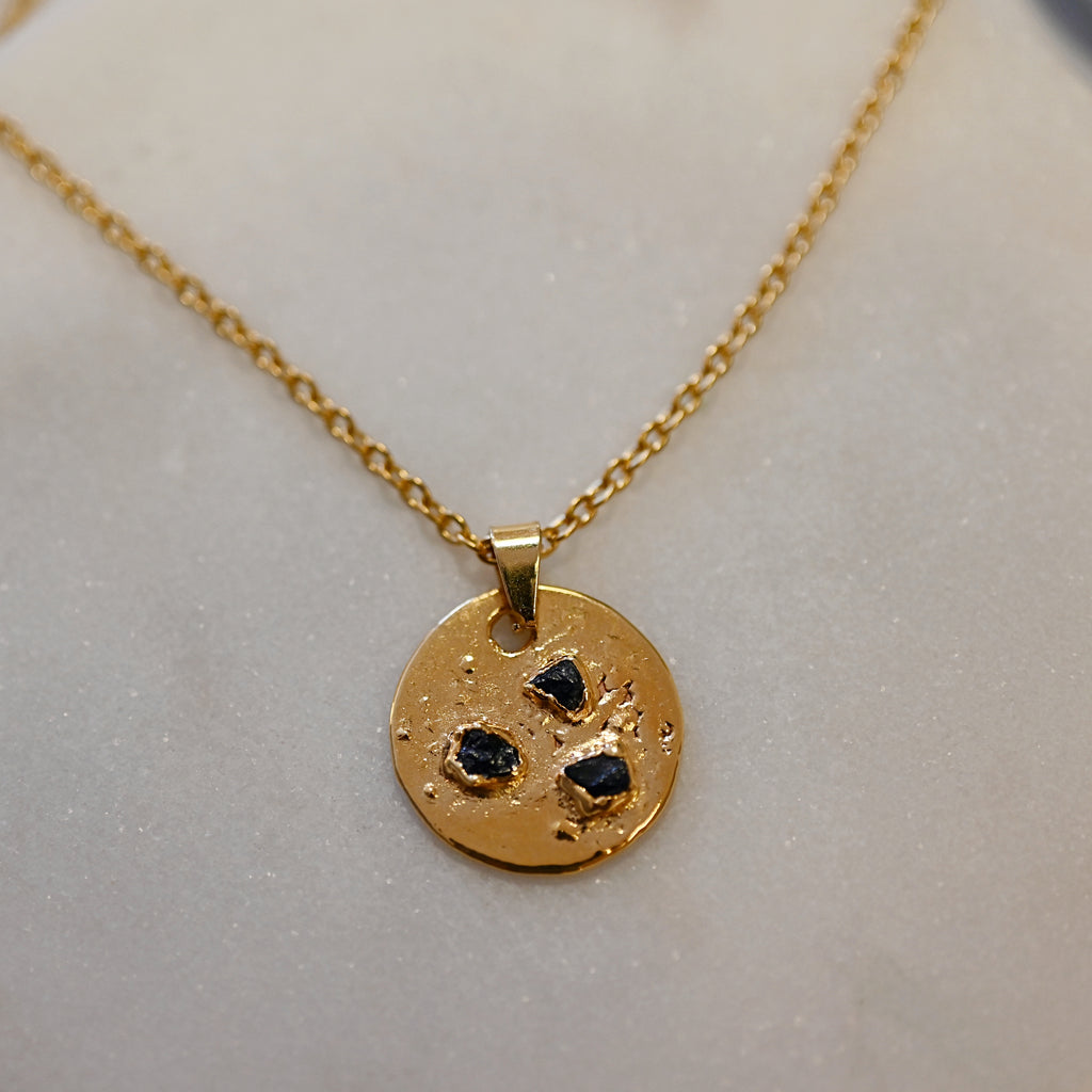 BLACK TOURMALINE MEDALLION NECKLACE