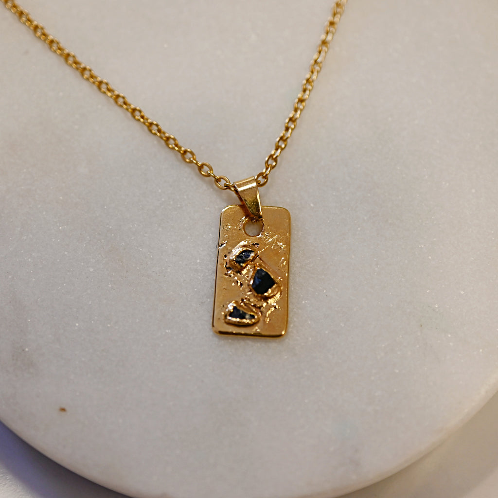 BLACK TOURMALINE SQUARE NECKLACE