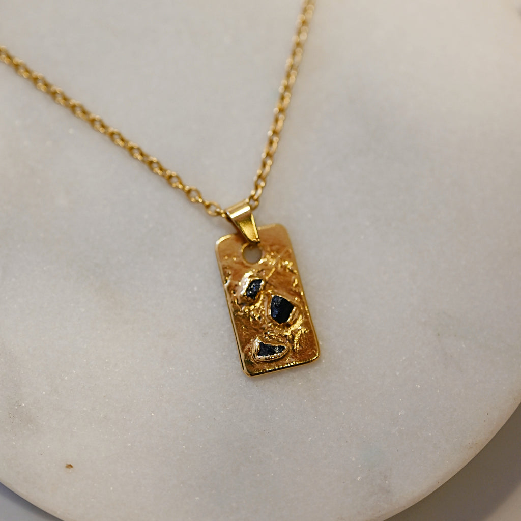 BLACK TOURMALINE SQUARE NECKLACE