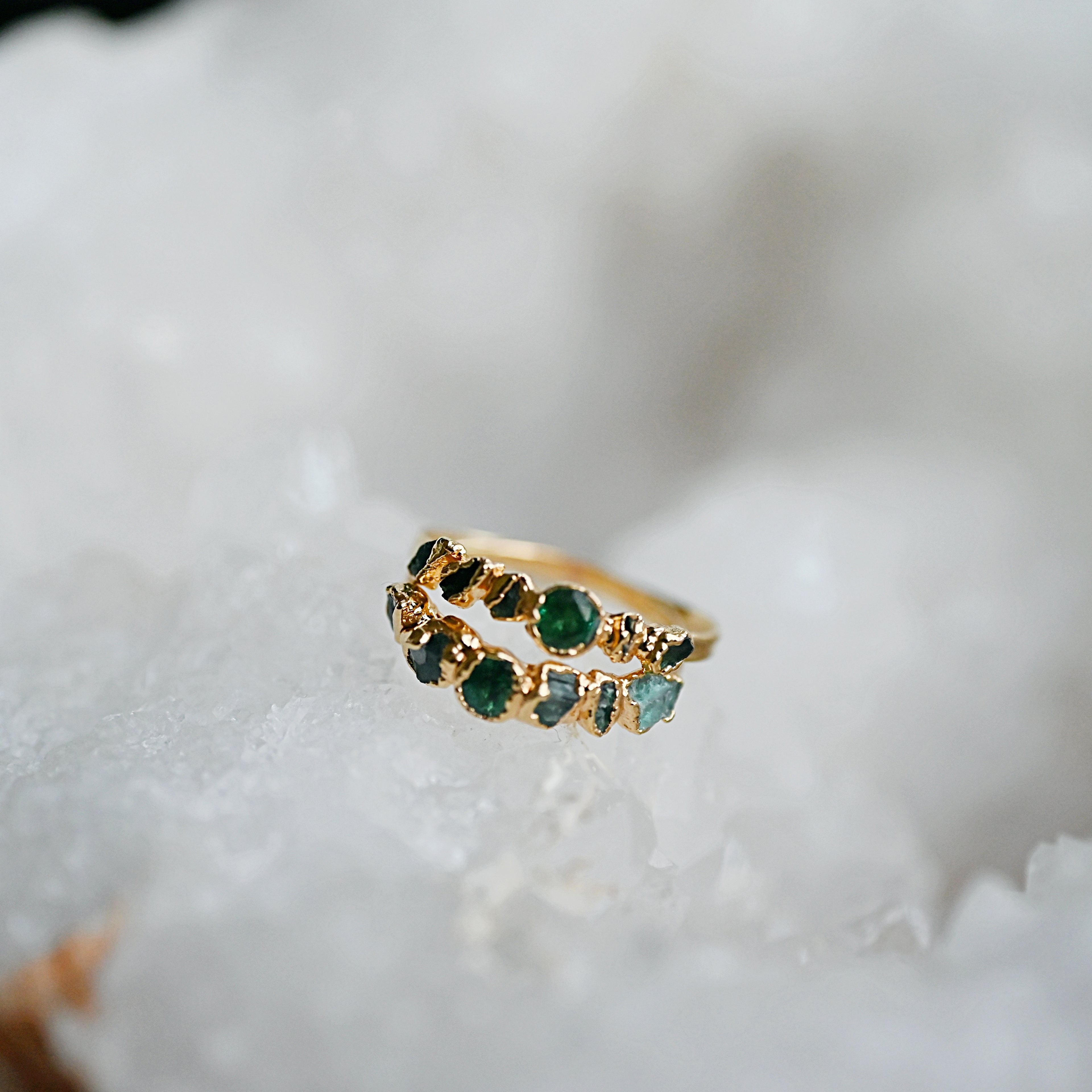 EMERALD STATEMENT RING WITH CUT EMERALD