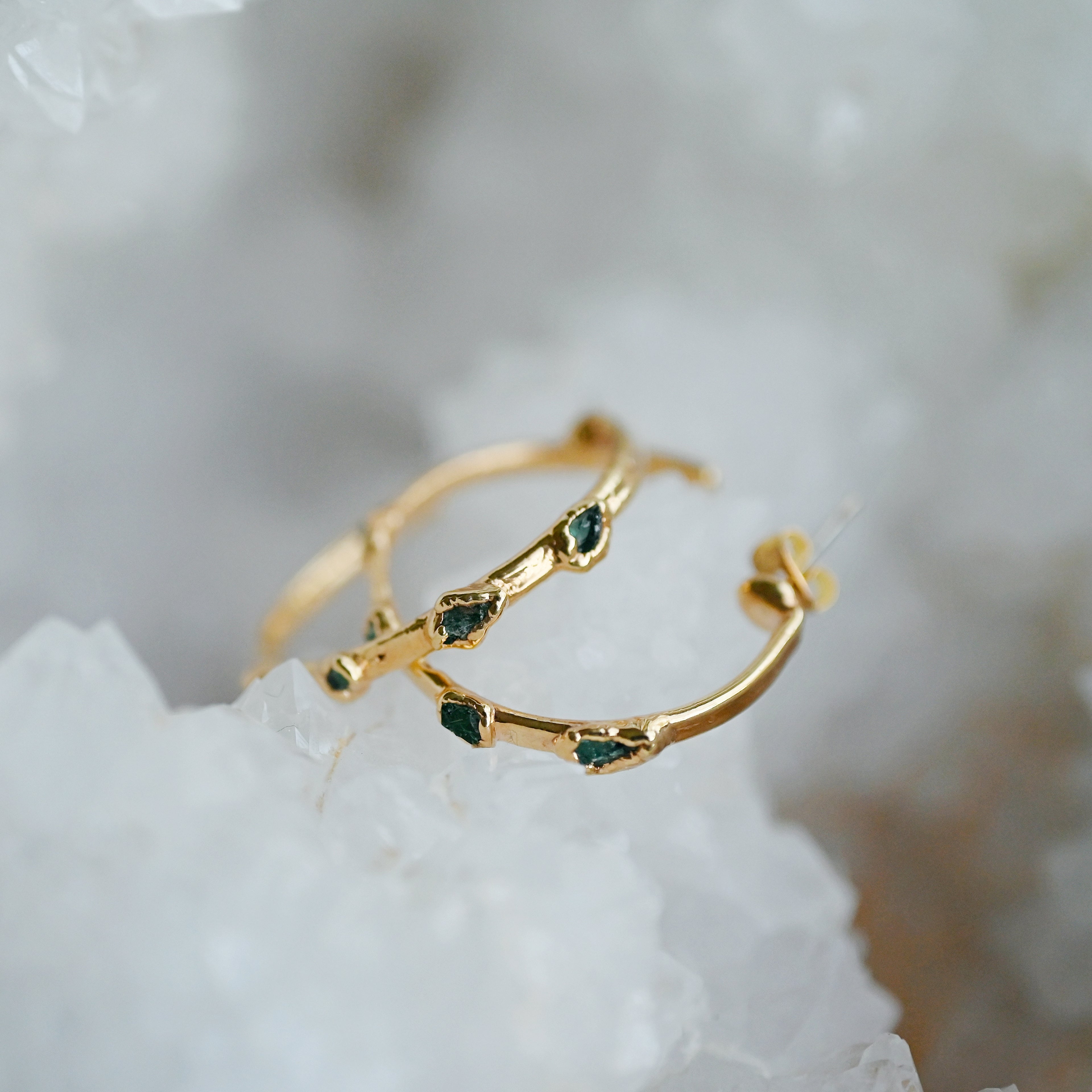 EMERALD HOOP EARRINGS