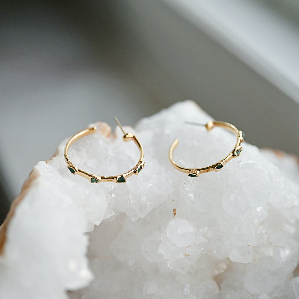 EMERALD HOOP EARRINGS
