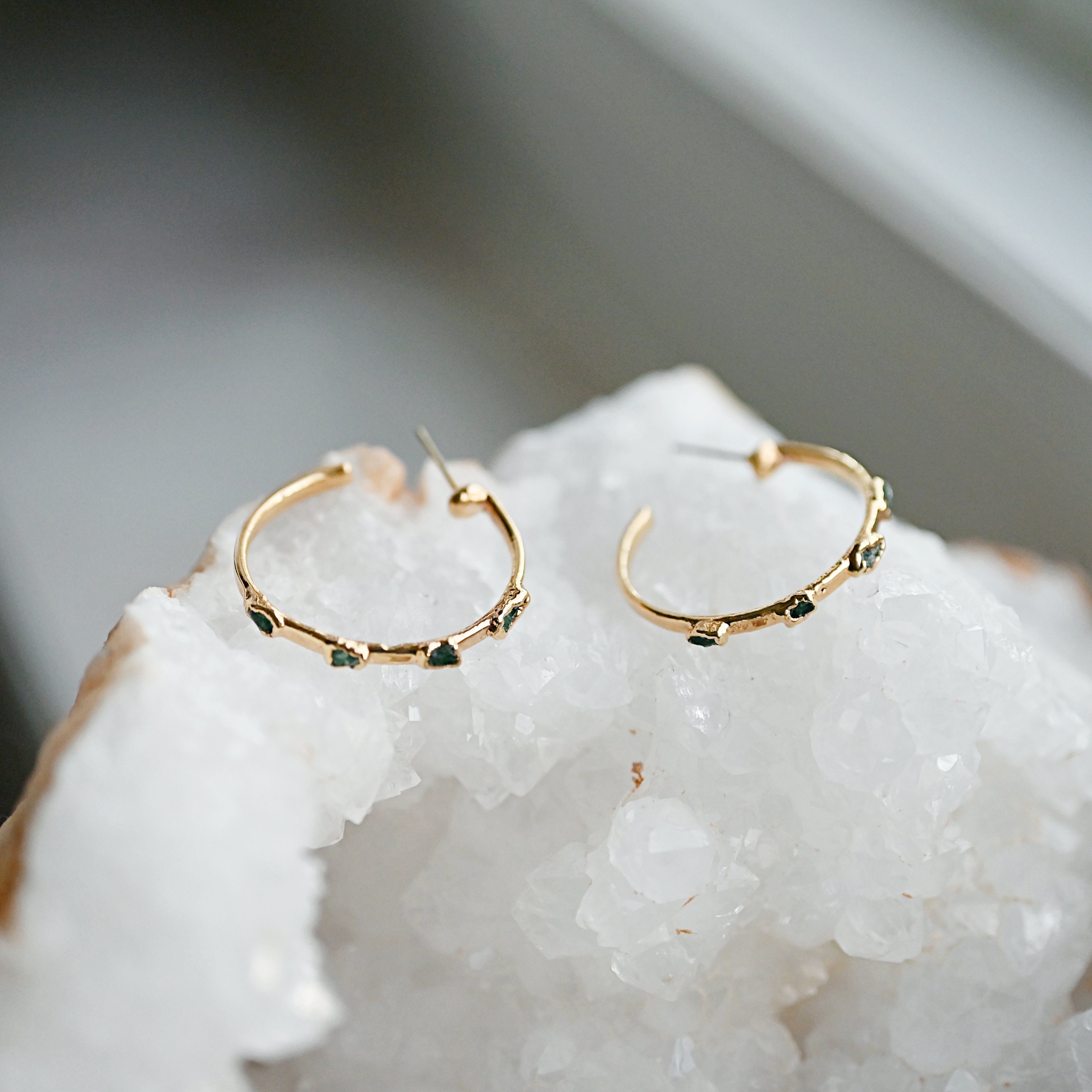 EMERALD HOOP EARRINGS