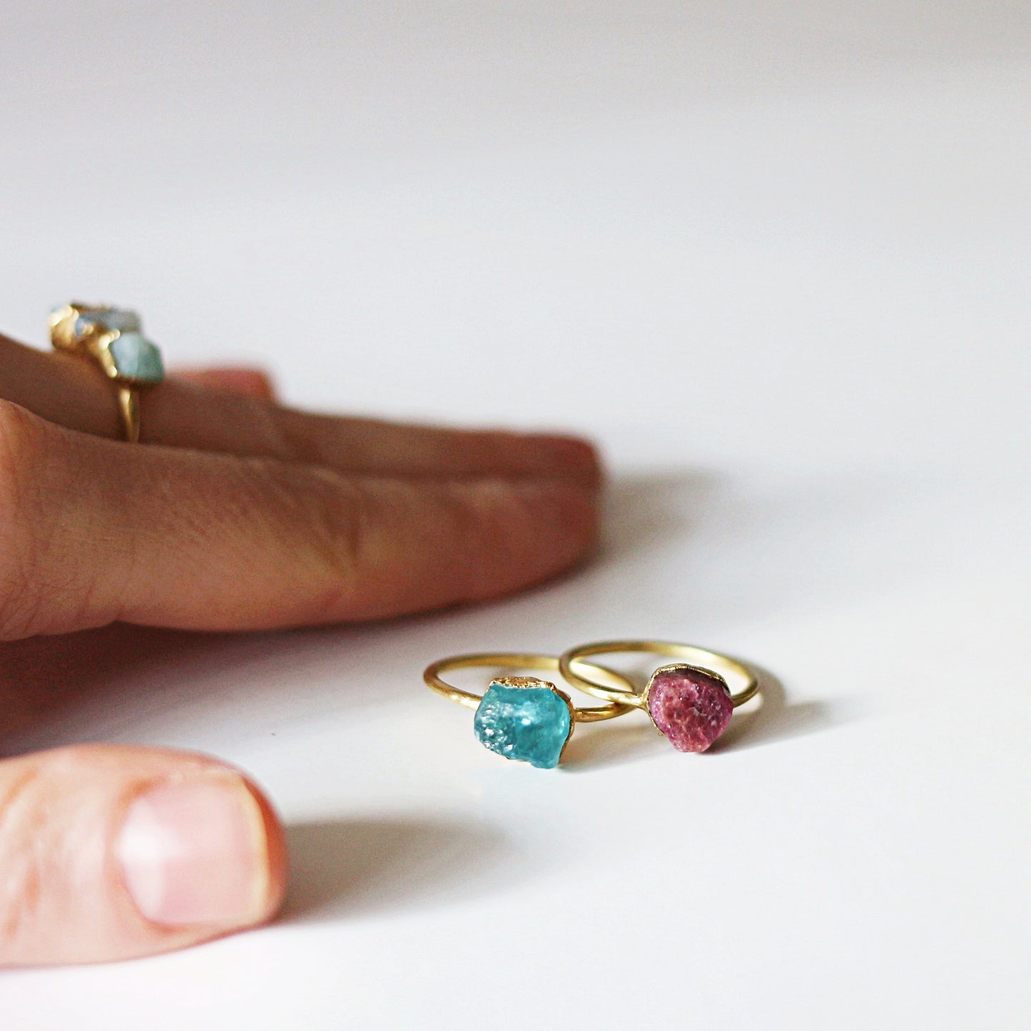 PINK TOURMALINE, APATITE COCKTAIL RING