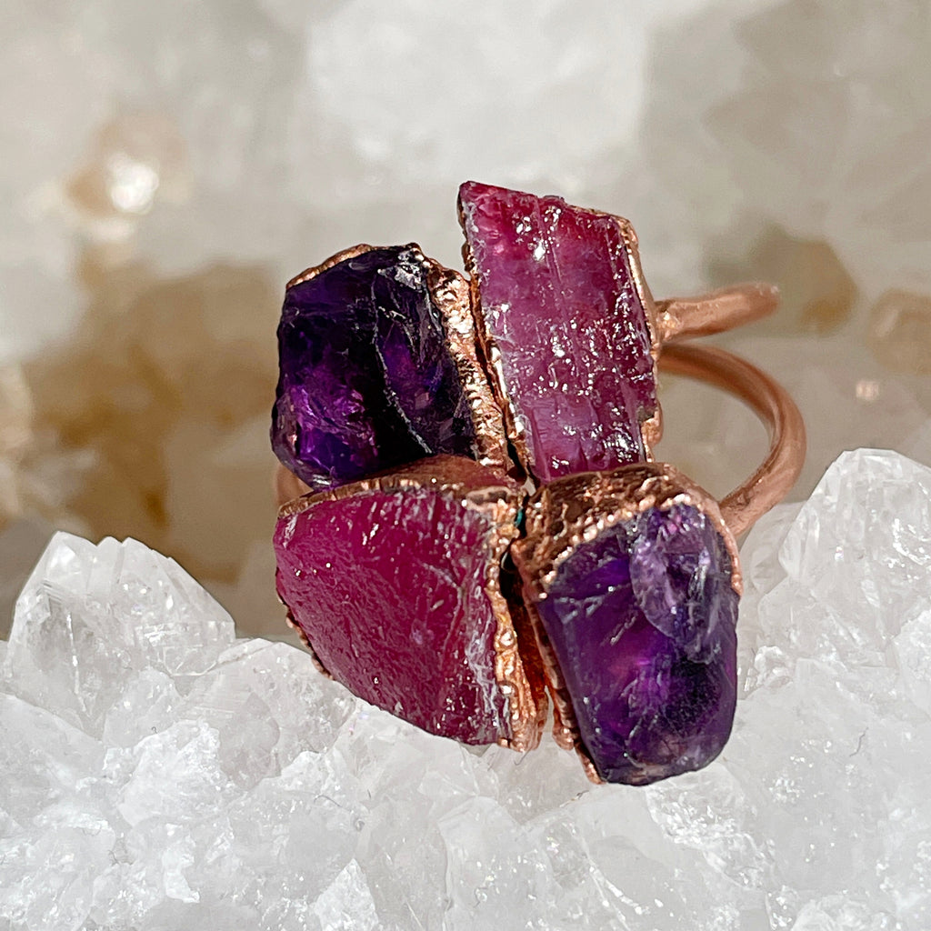 AMETHYST &amp; RUBY COCKTAIL RING