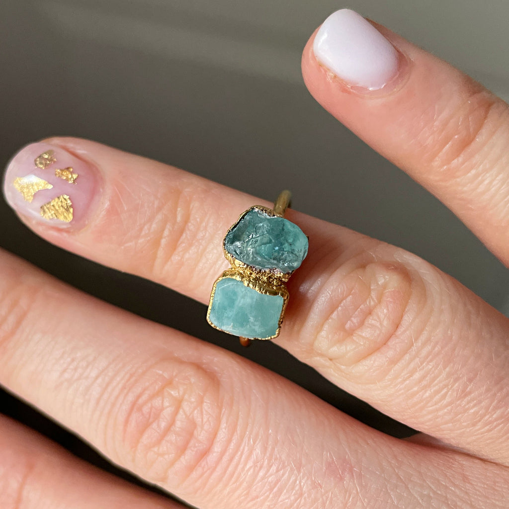AMAZONITE &amp; APATITE COCKTAIL RING