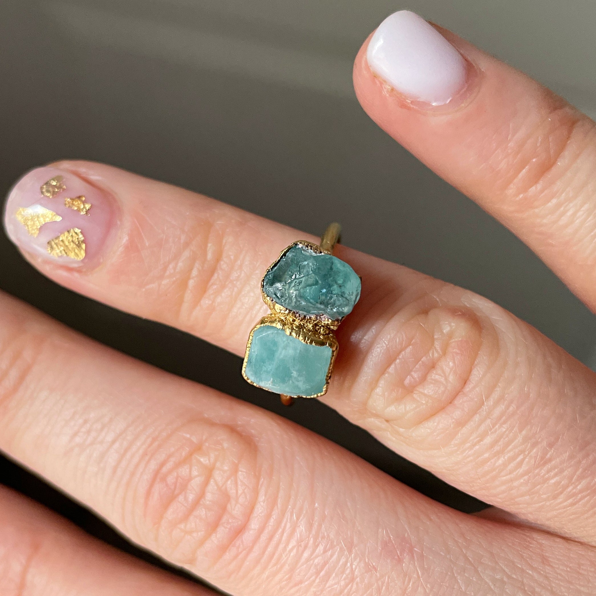 AMAZONITE &amp; APATITE COCKTAIL RING