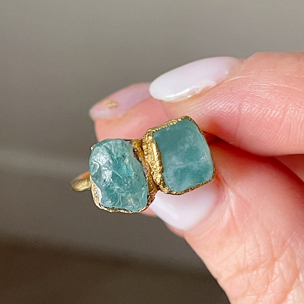 AMAZONITE &amp; APATITE COCKTAIL RING