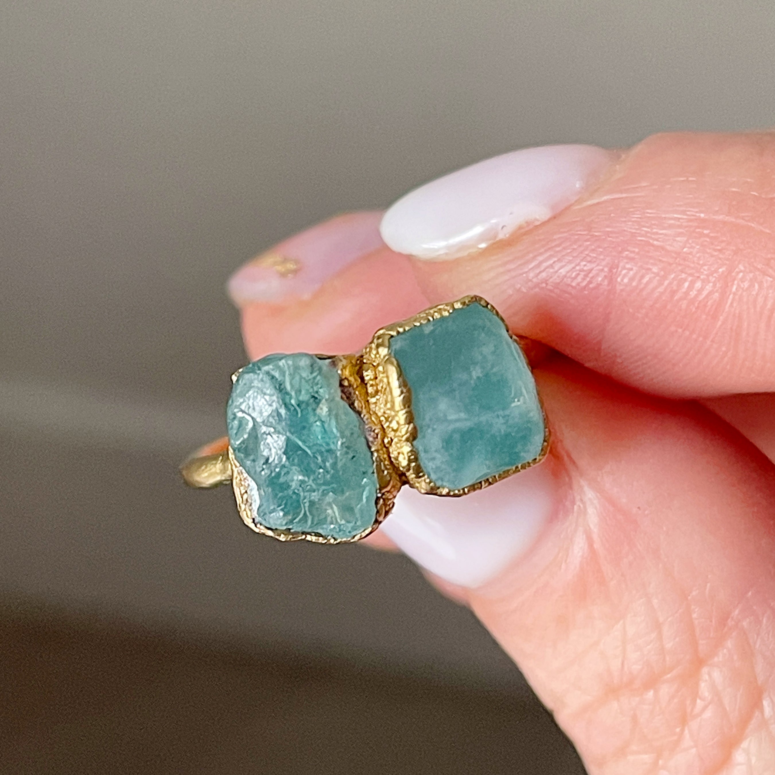 AMAZONITE &amp; APATITE COCKTAIL RING