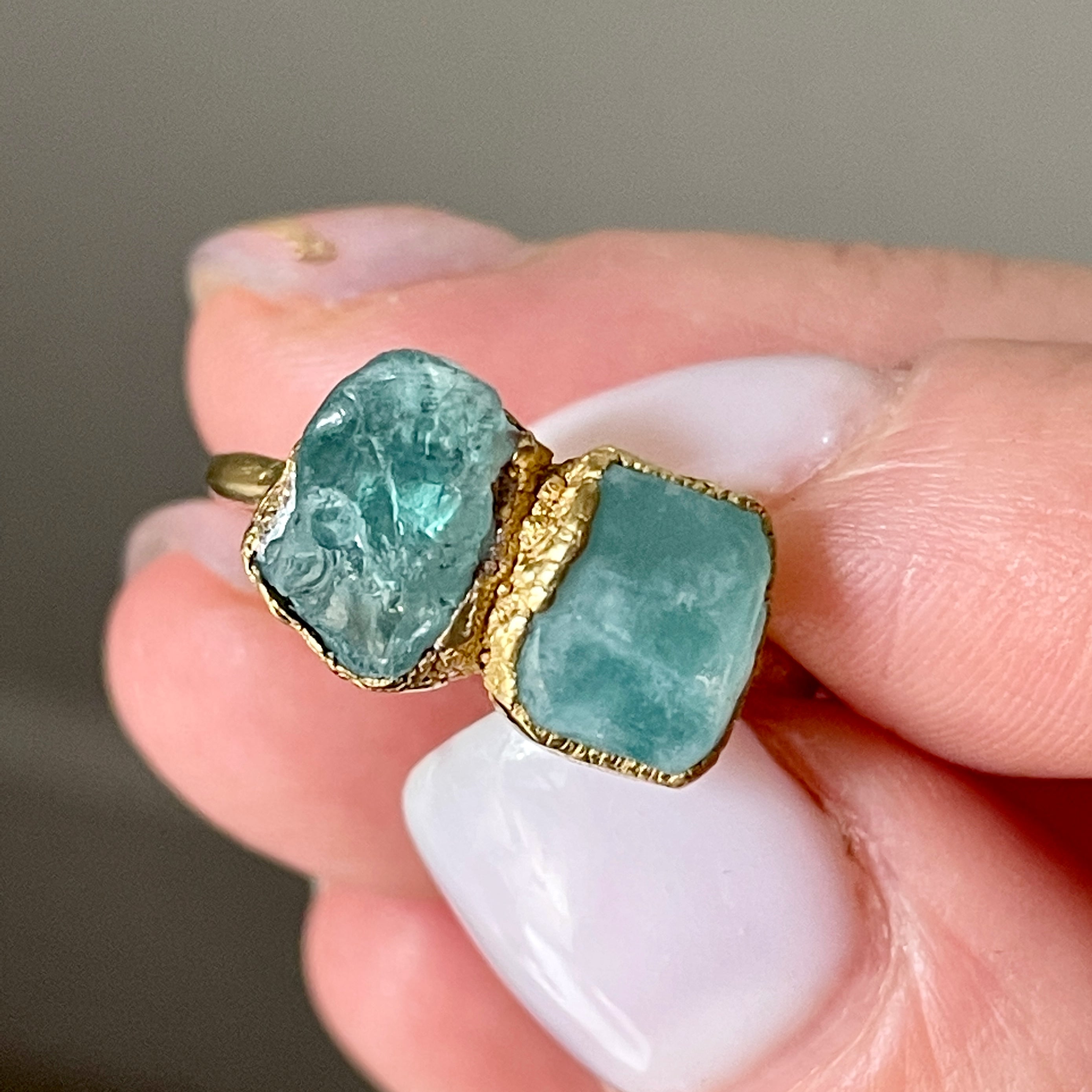 AMAZONITE &amp; APATITE COCKTAIL RING