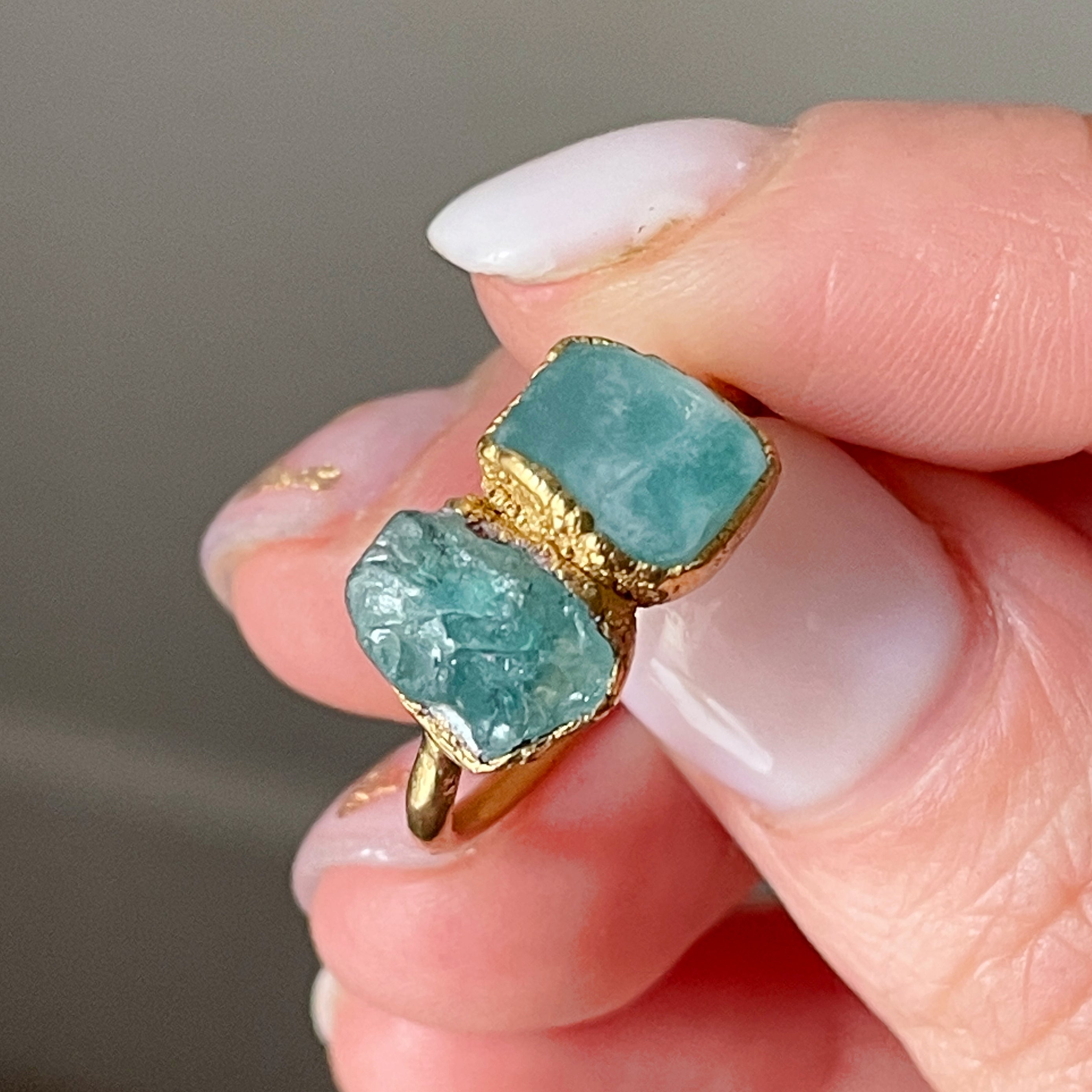 AMAZONITE &amp; APATITE COCKTAIL RING