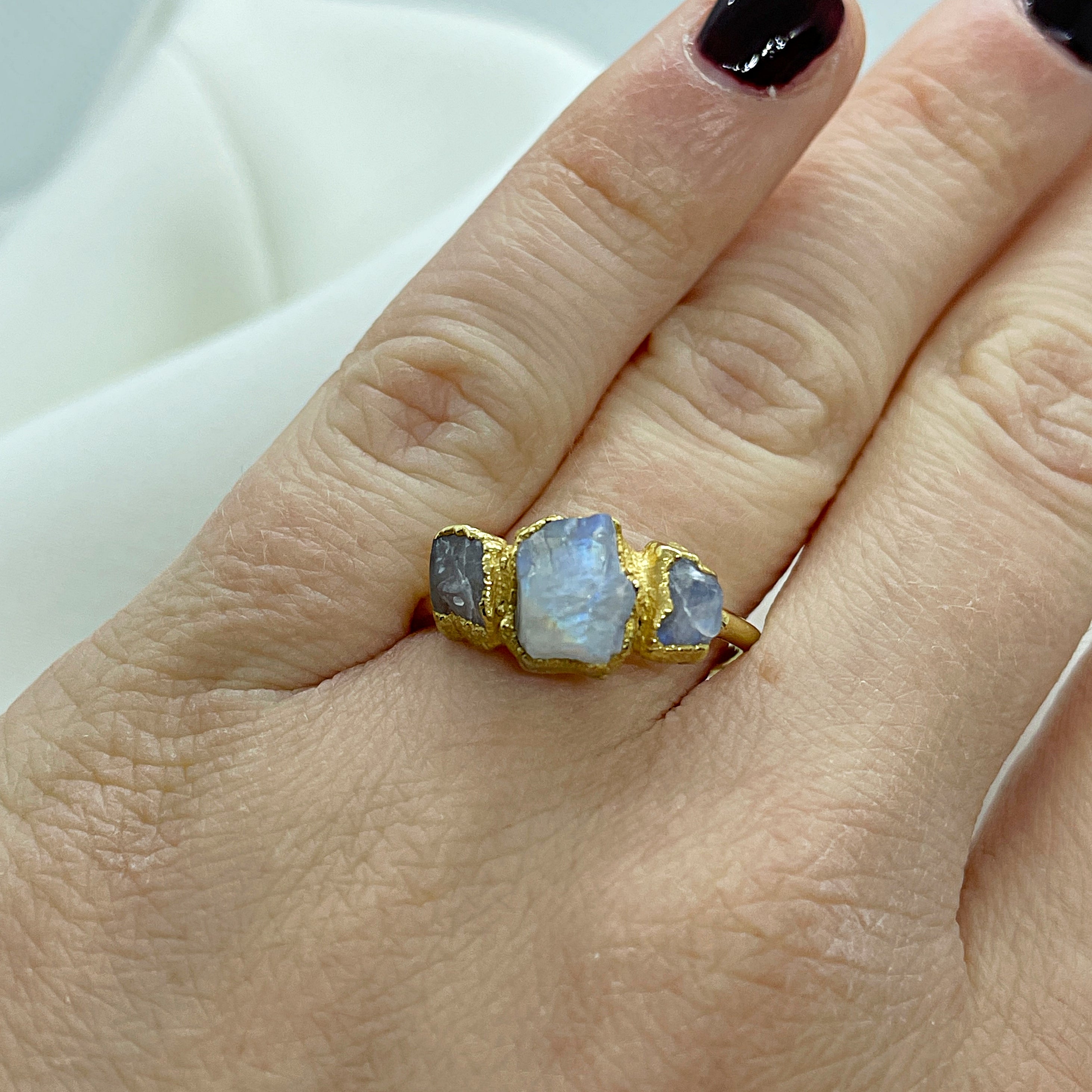 TRIPLE MOONSTONE RING