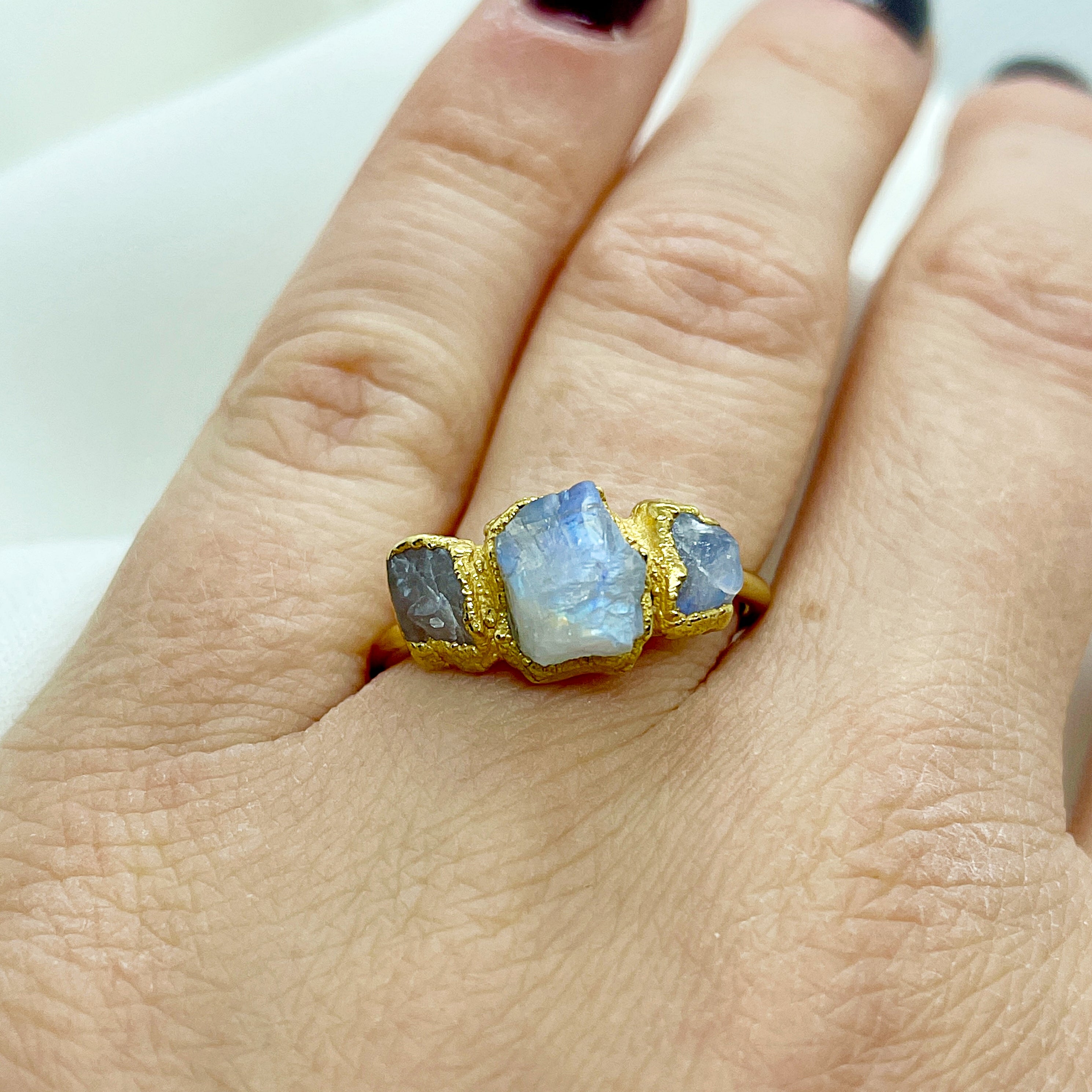 TRIPLE MOONSTONE RING