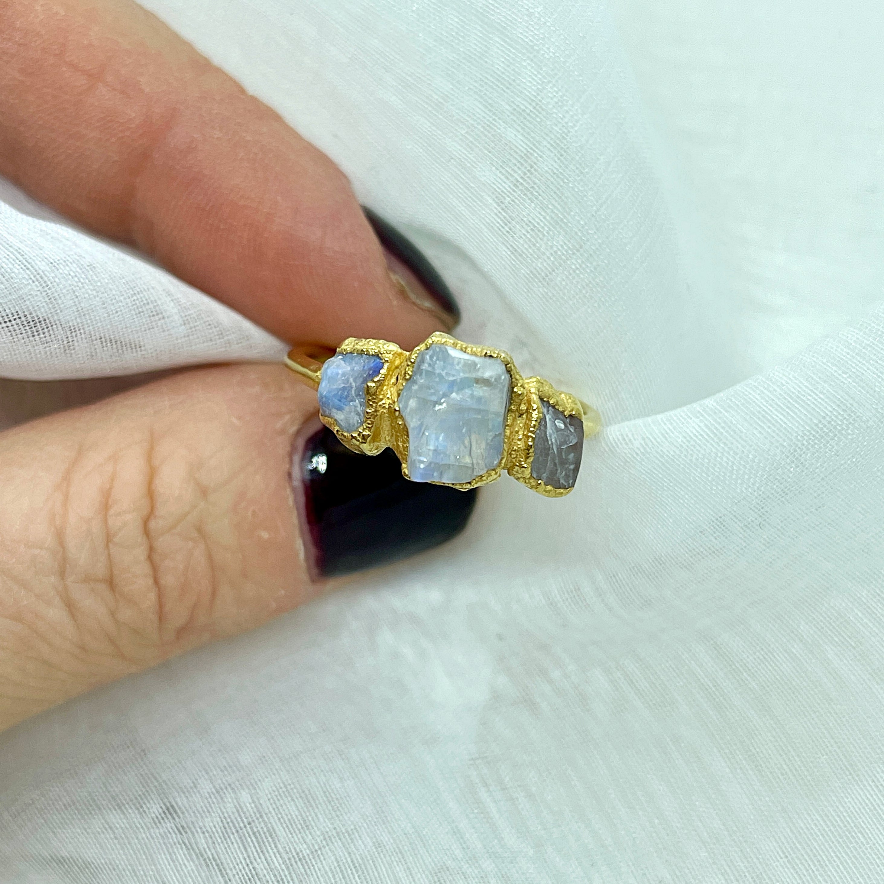 TRIPLE MOONSTONE RING