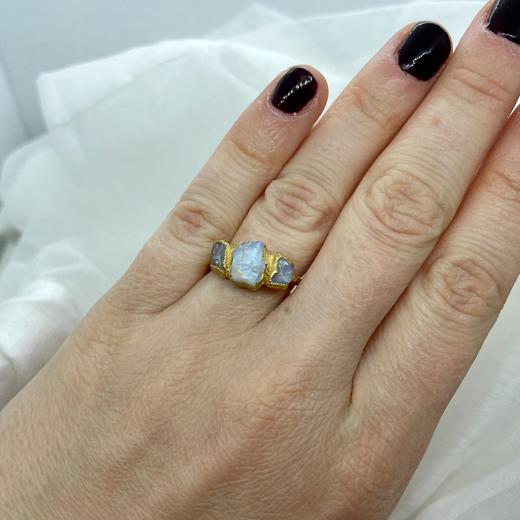 TRIPLE MOONSTONE RING