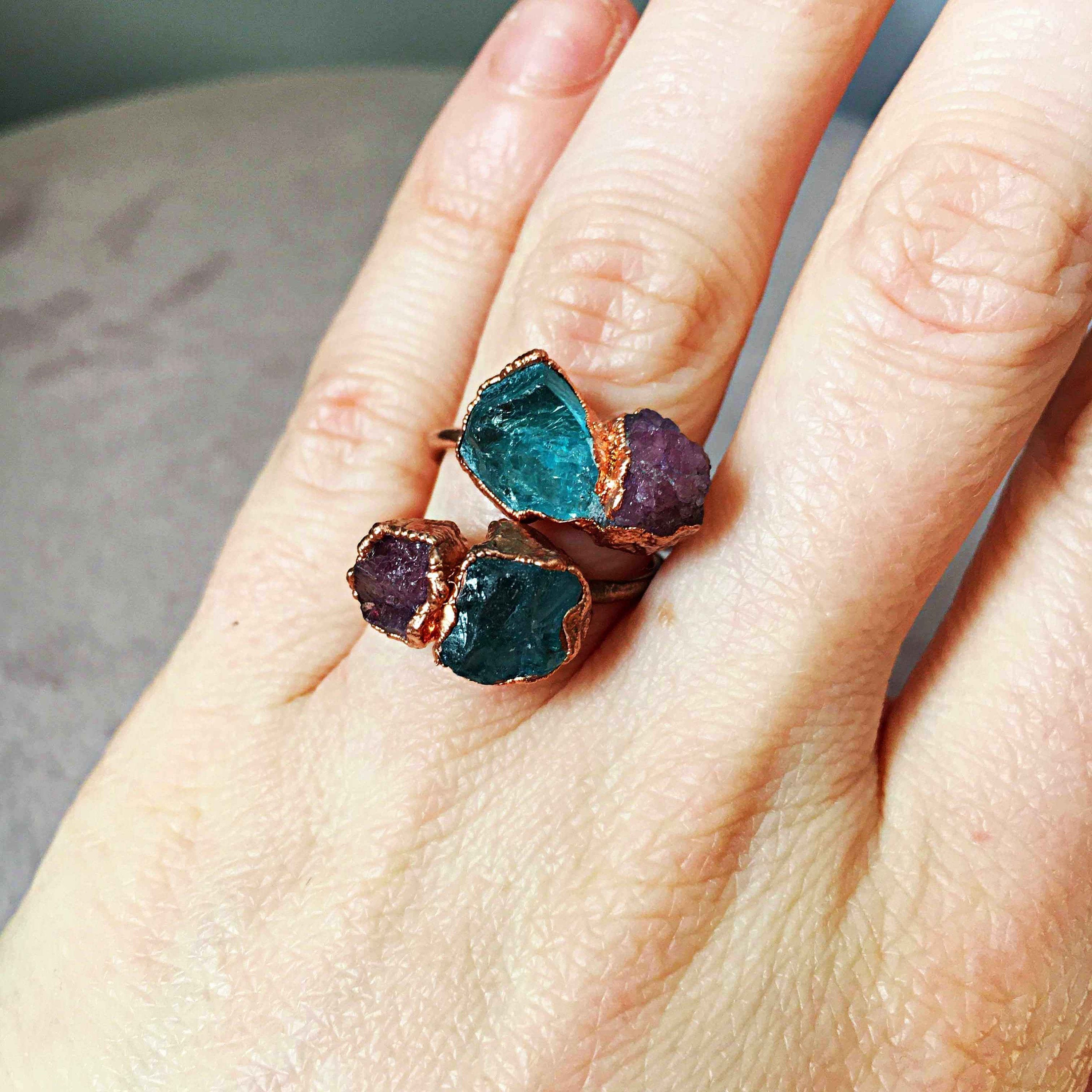 APATITE &amp; PINK TOURMALINE COCKTAIL RING