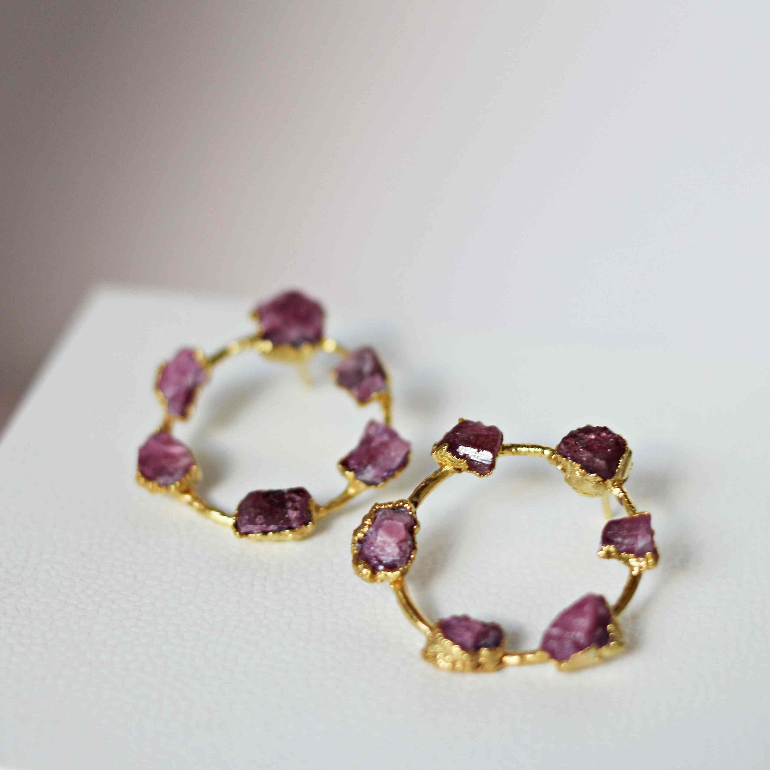 PINK TOURMALINE HOOP EARRINGS