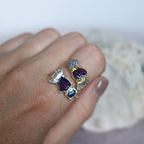 TANZANITE, AMETHYST, ROSE QUARTZ COCKTAIL RING