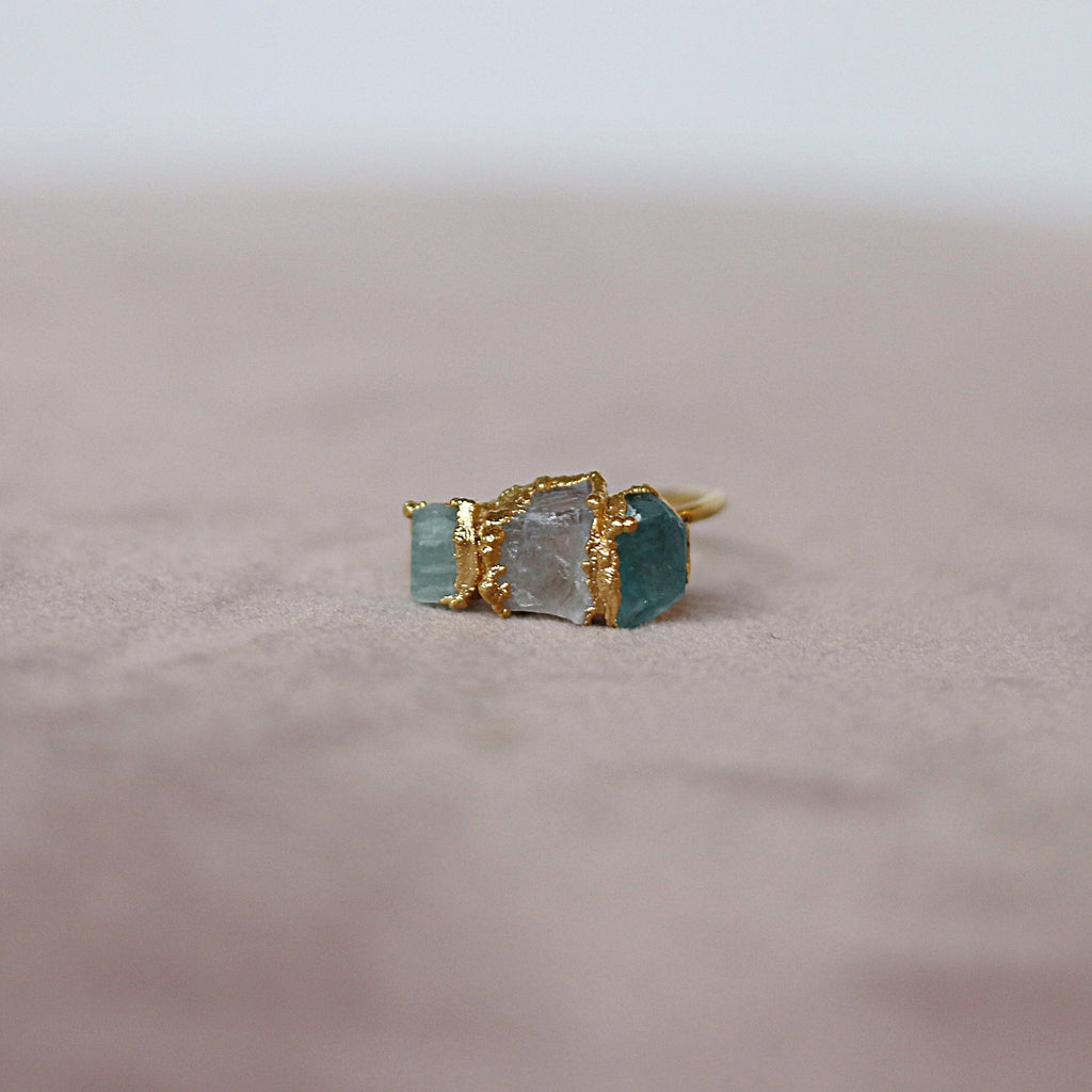 APATITE, MOONSTONE, AMAZONITE COCKTAIL RING