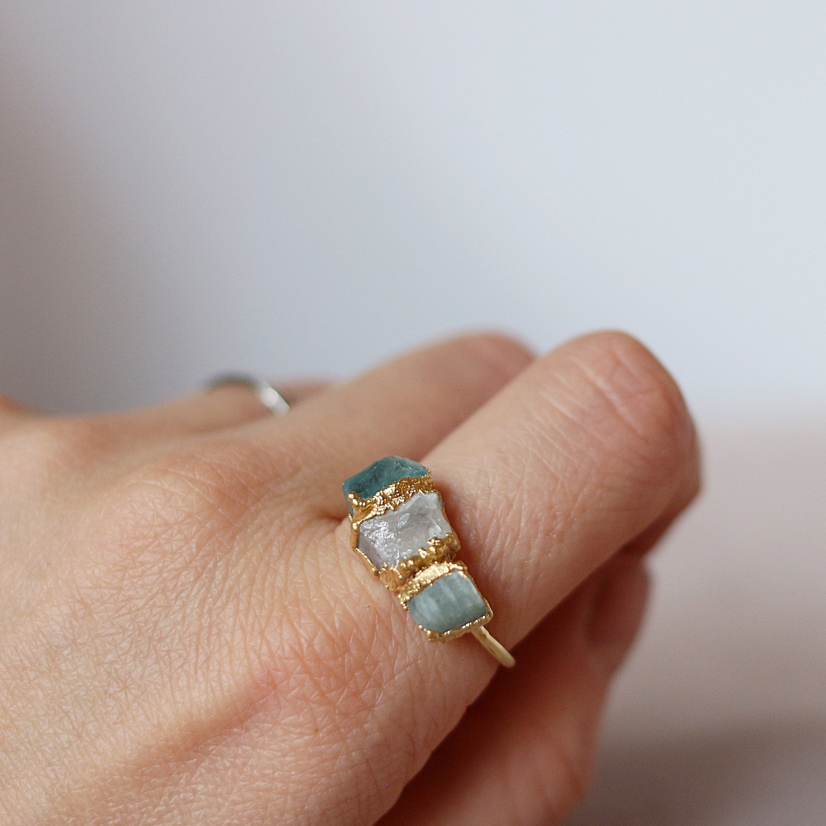 APATITE, MOONSTONE, AMAZONITE COCKTAIL RING