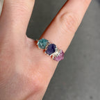 APATITE, SAPPHIRE, PINK TOURMALINE COCKTAIL RING