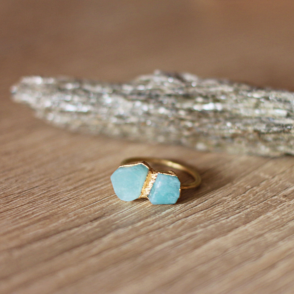 AMAZONITE TWO-STONE RING