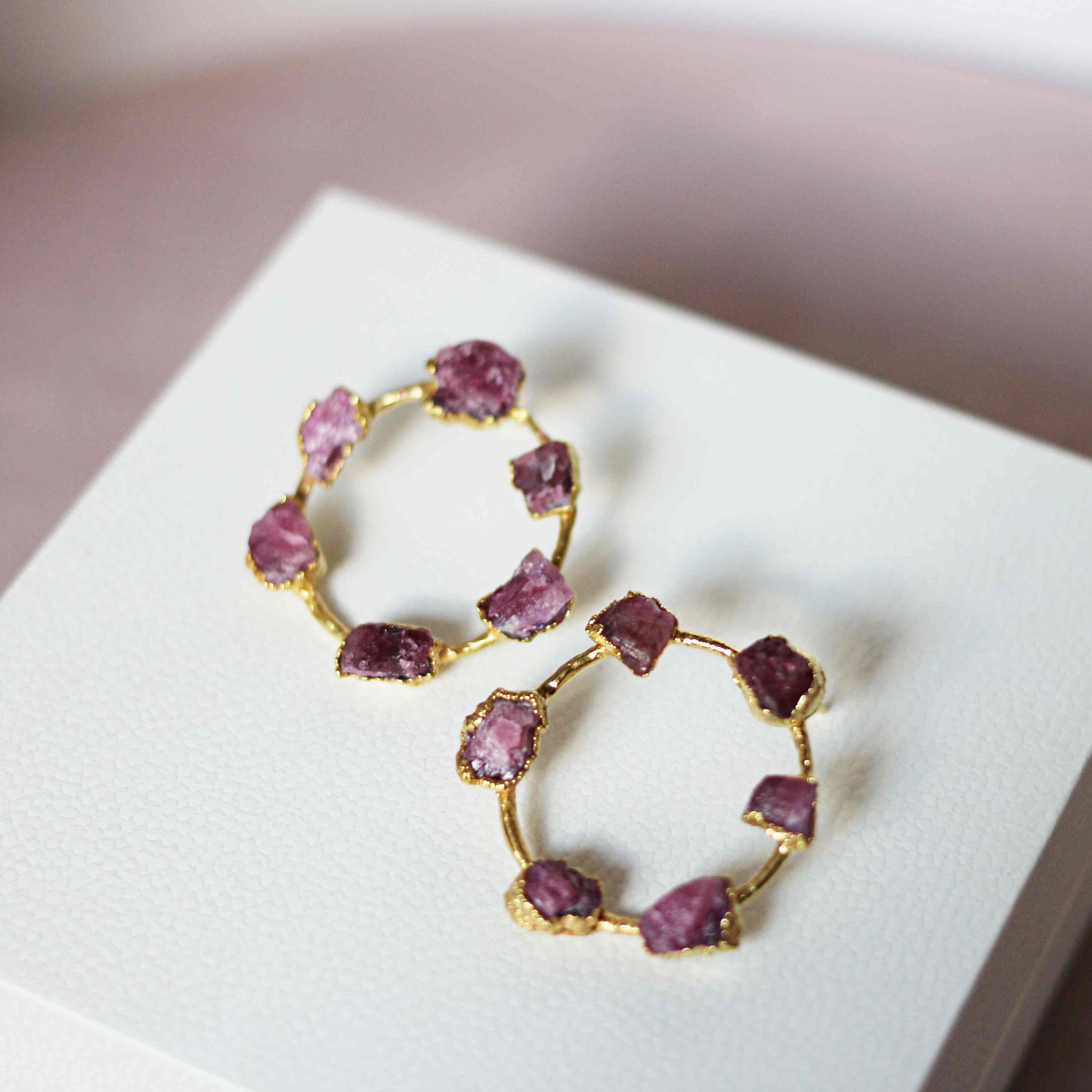 PINK TOURMALINE HOOP EARRINGS
