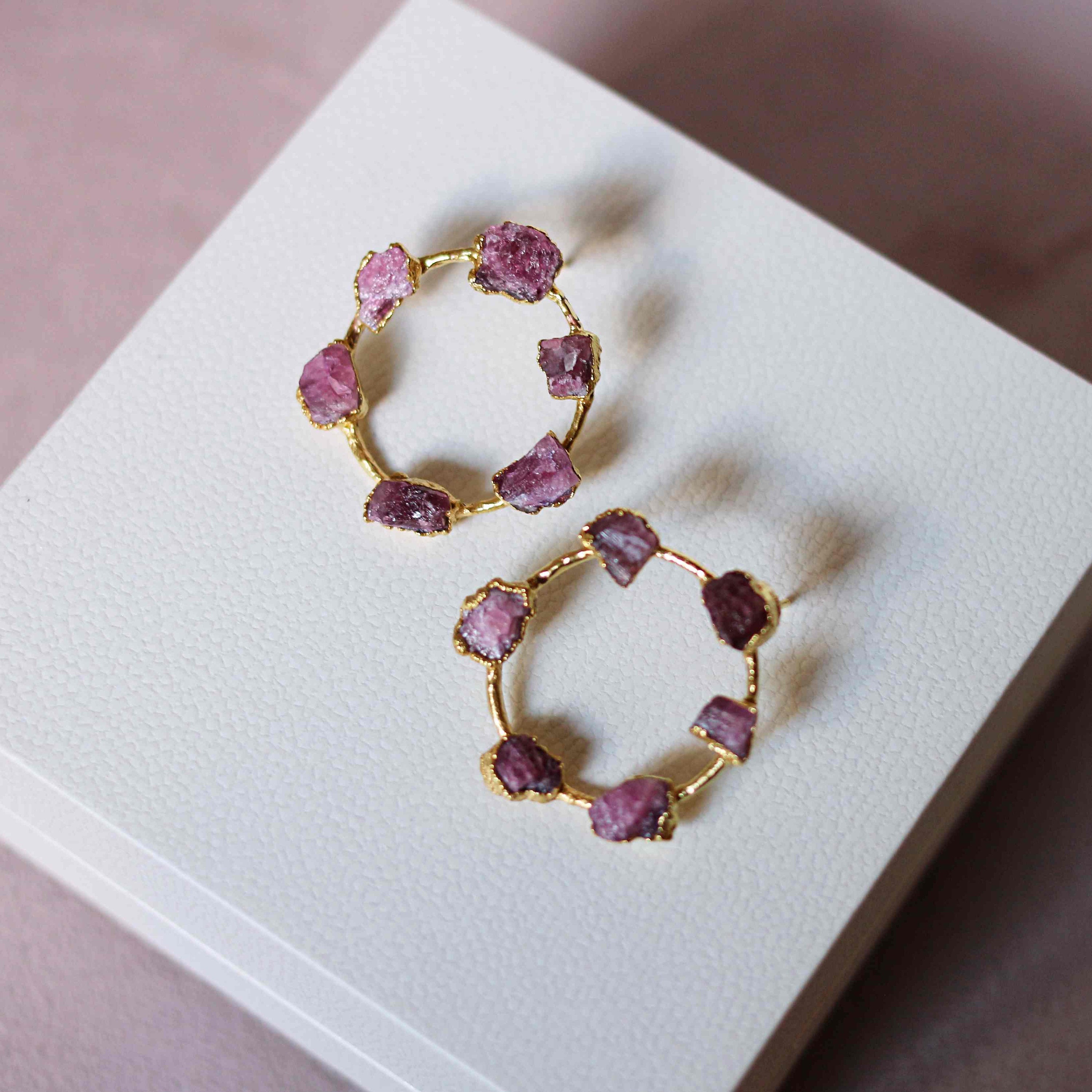 PINK TOURMALINE HOOP EARRINGS
