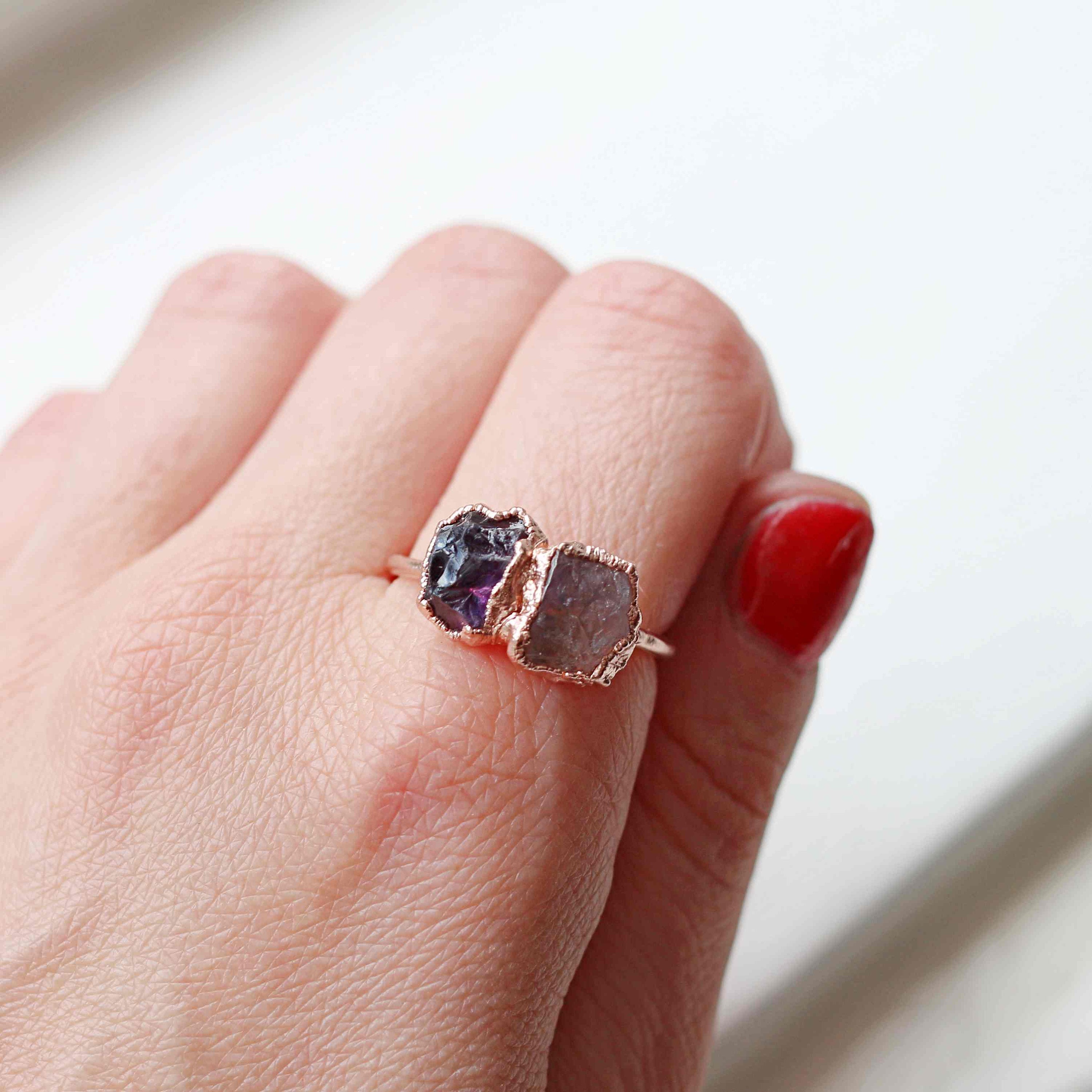 AMETHYST &amp; ROSE QUARTZ COCKTAIL RING