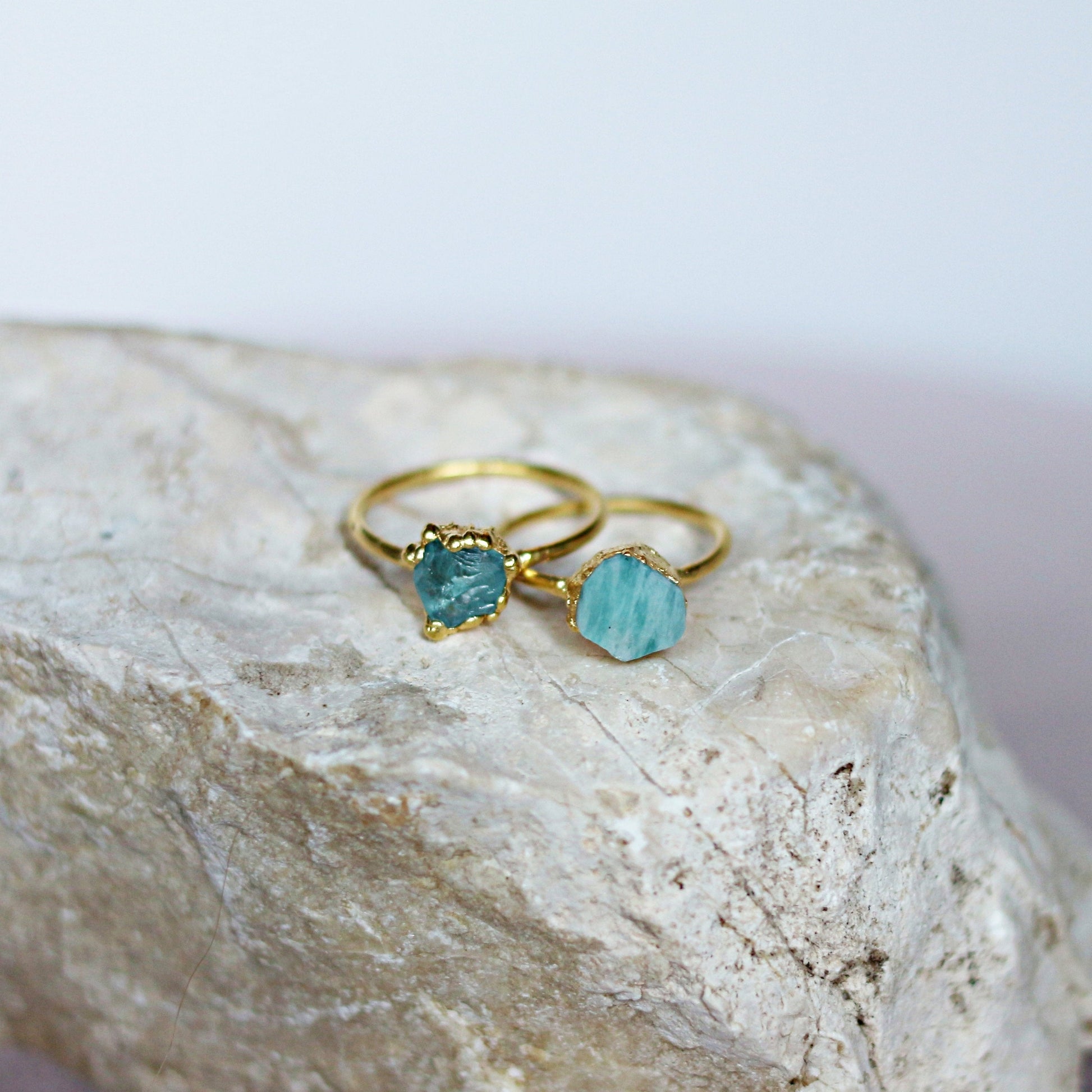 apatite, amazonite crystal ring